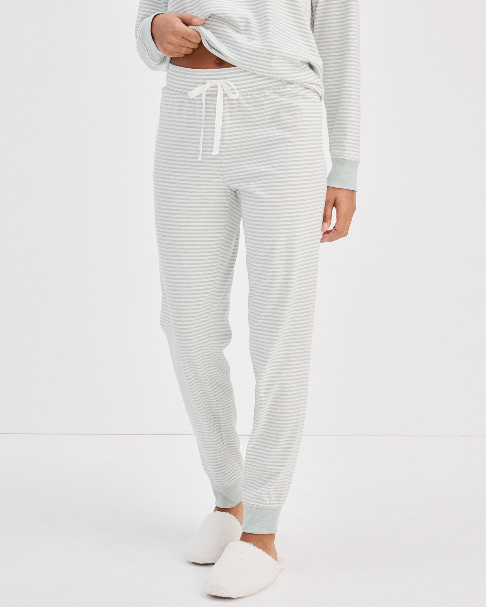 Organic Cotton Jersey Striped Sleep Joggers