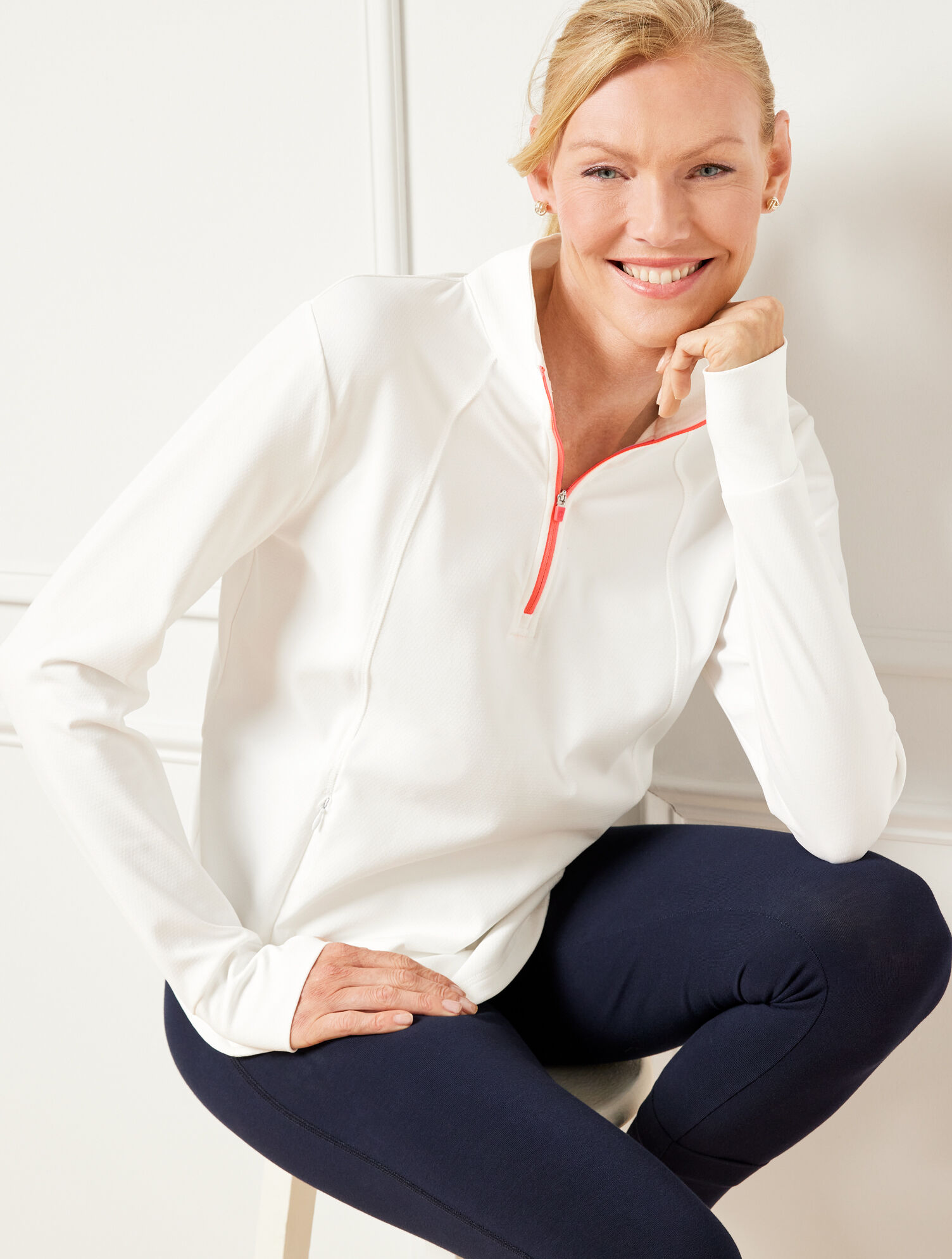 Textured Half Zip Pullover