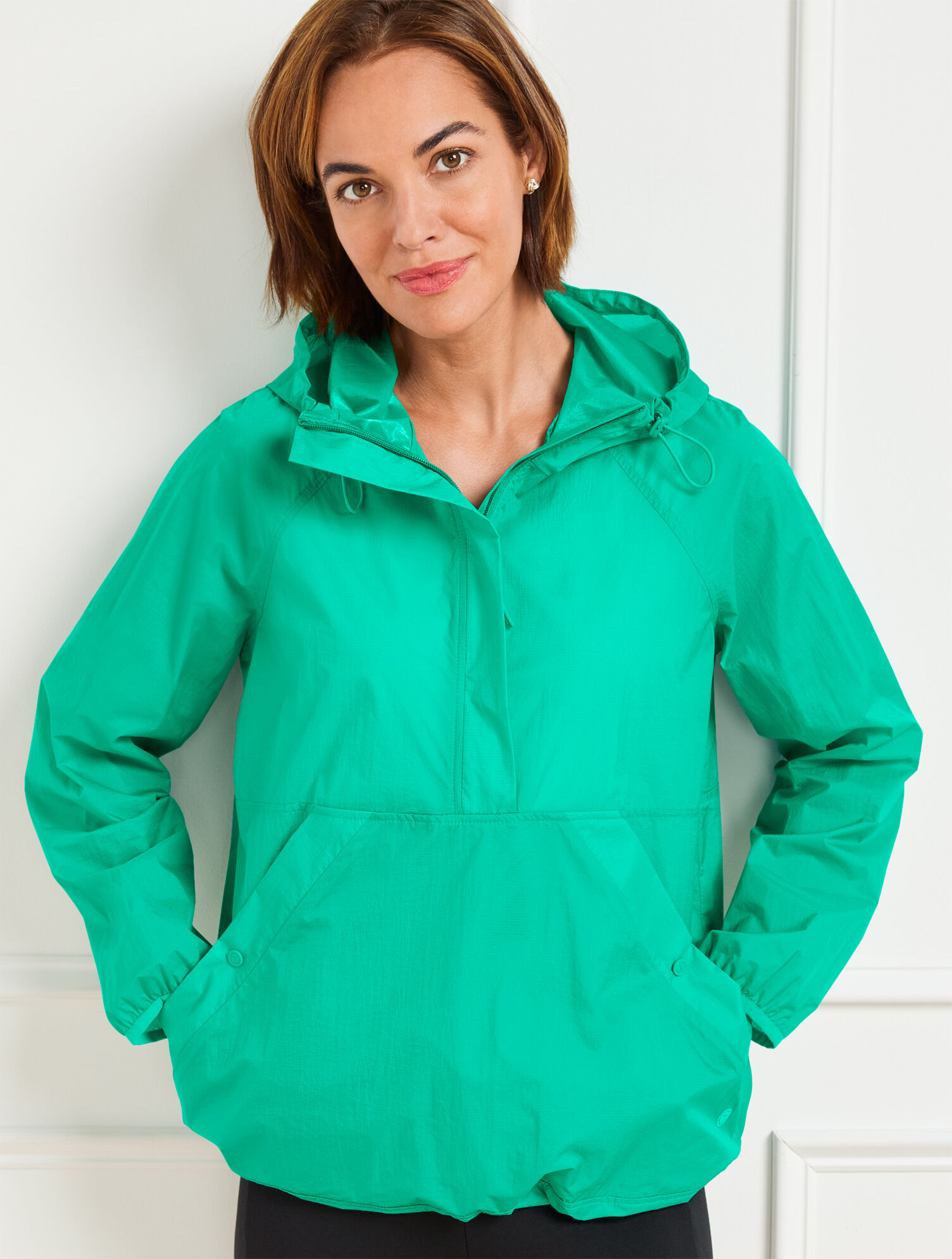 Hooded Water-Resistant Packable Pullover