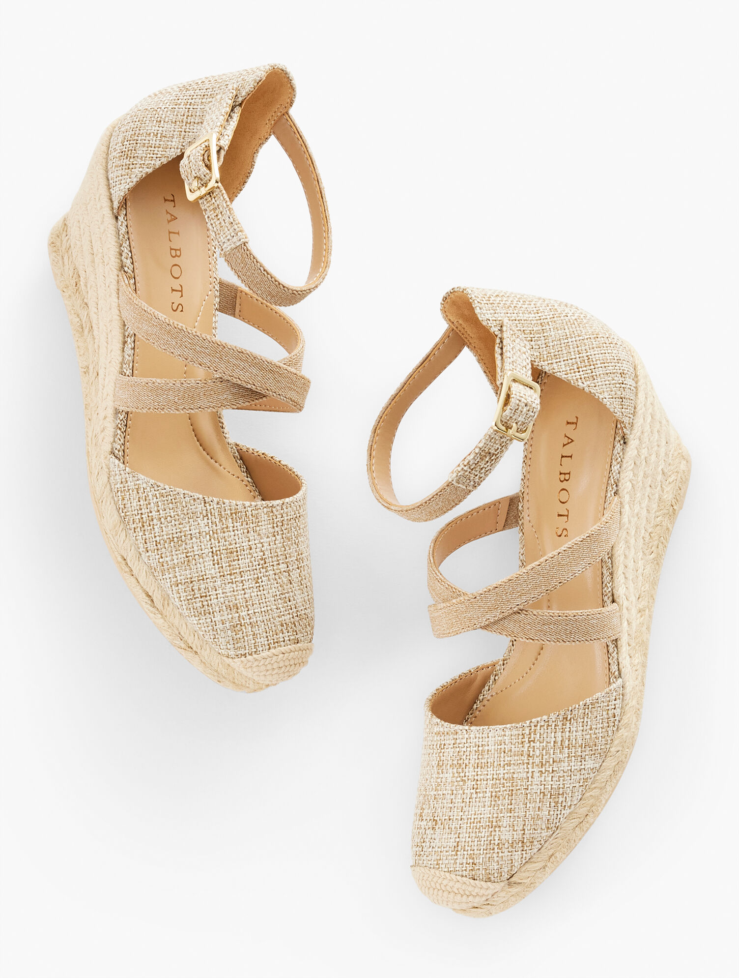 Lyndsay Strappy Linen Espadrille Wedges