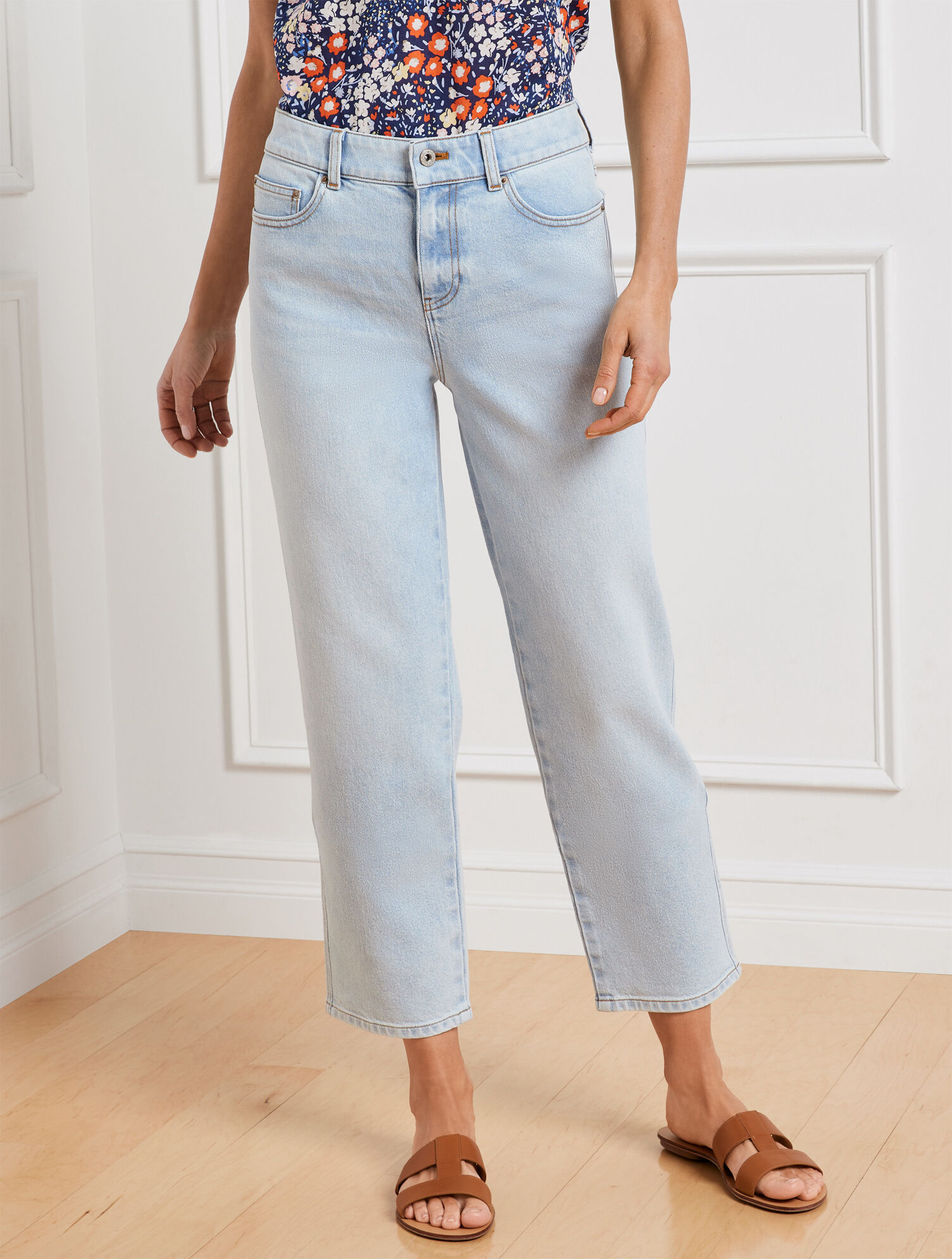High Waist Straight Ankle Jeans - Antigua Wash