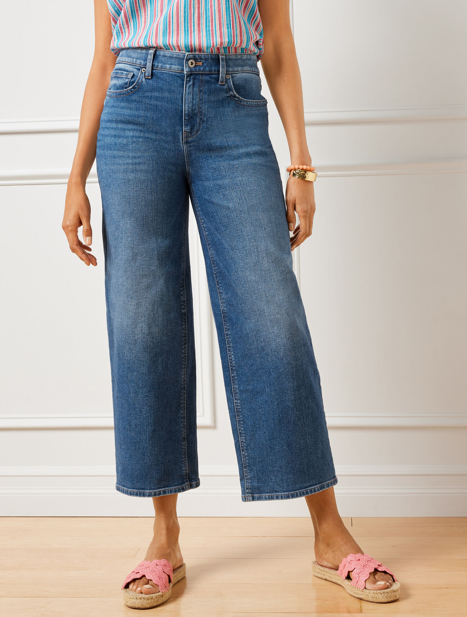 Wide Leg Crop Jeans - Como Wash
