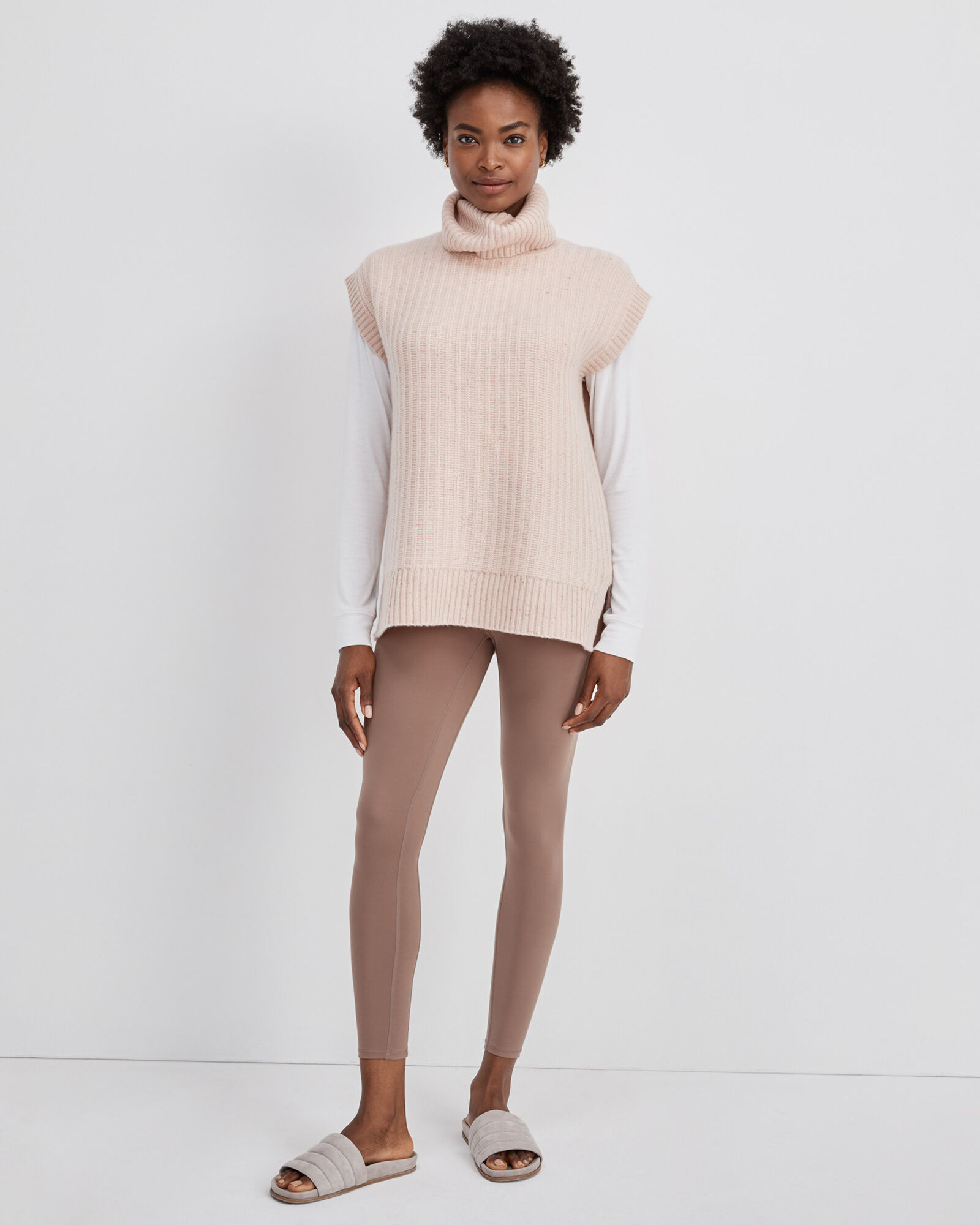 Cashmere Sleeveless Tunic - Peach Donegal