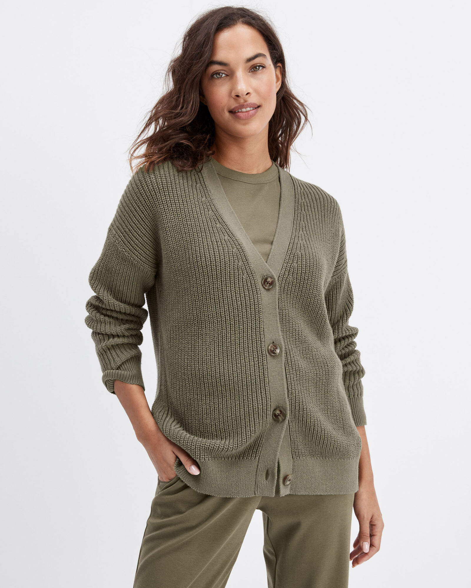 Organic Cotton Shaker Stitch Cardigan