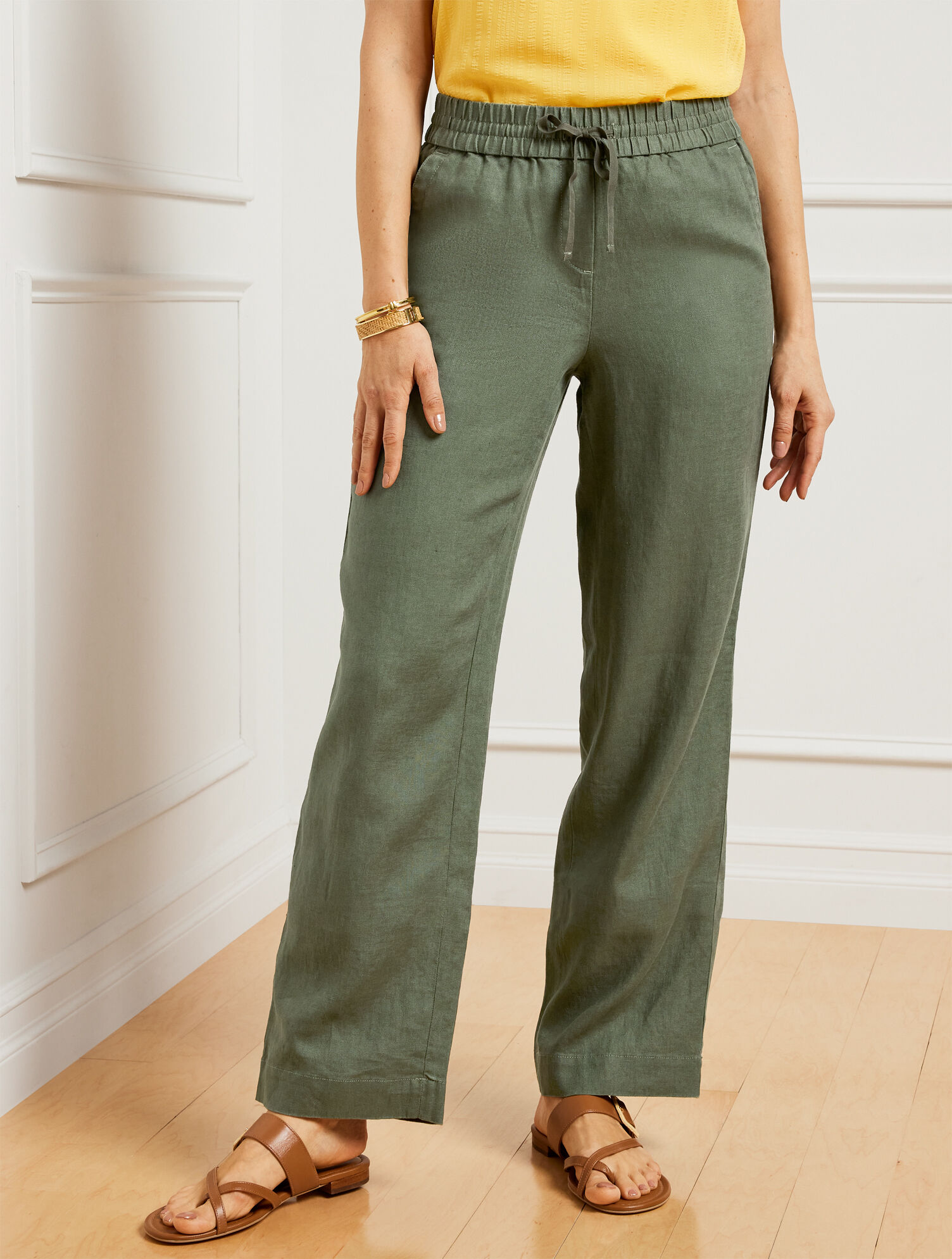 Washed Linen Wide Leg Pants