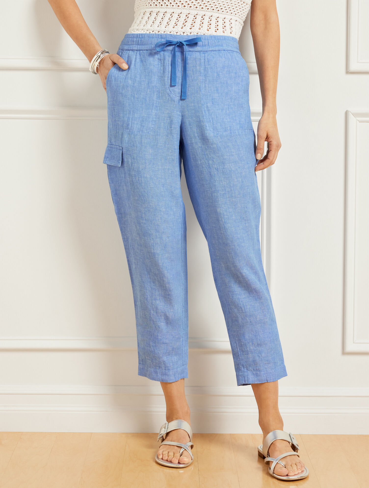 Washed Linen Easy Slim Leg Pants