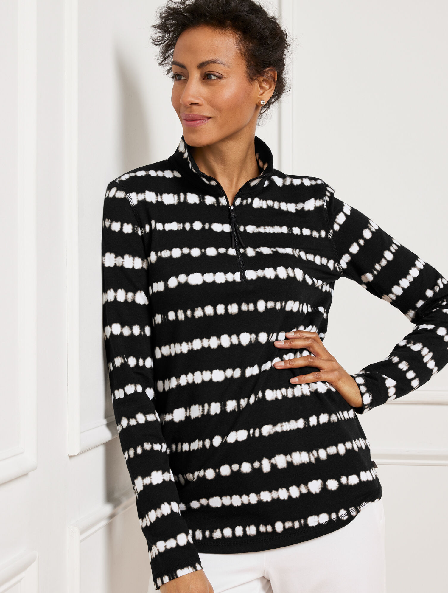 Tie-Die Stripe Half-Zip Pullover