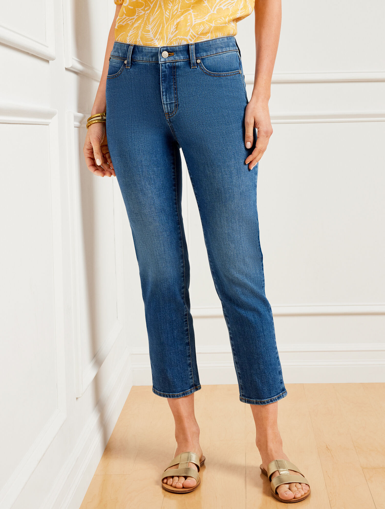 Straight Leg Crop Jeans - Mitilini Wash
