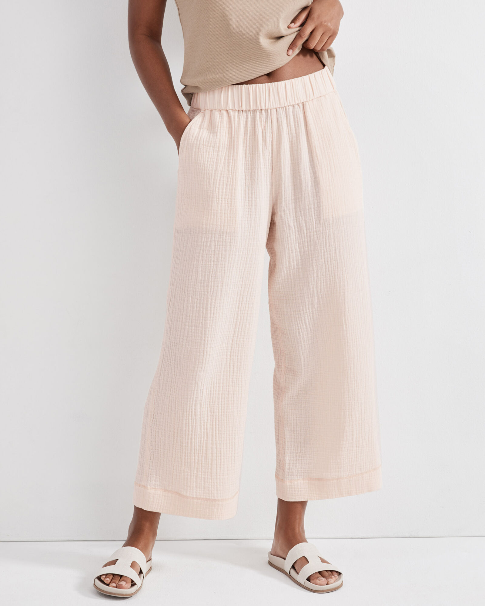 Organic Cotton Gauze Wide Leg Pants