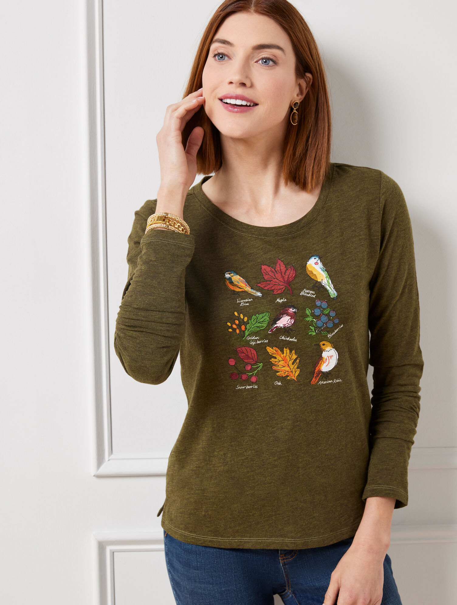 Scoop Neck Tee - Birds &amp; Berries