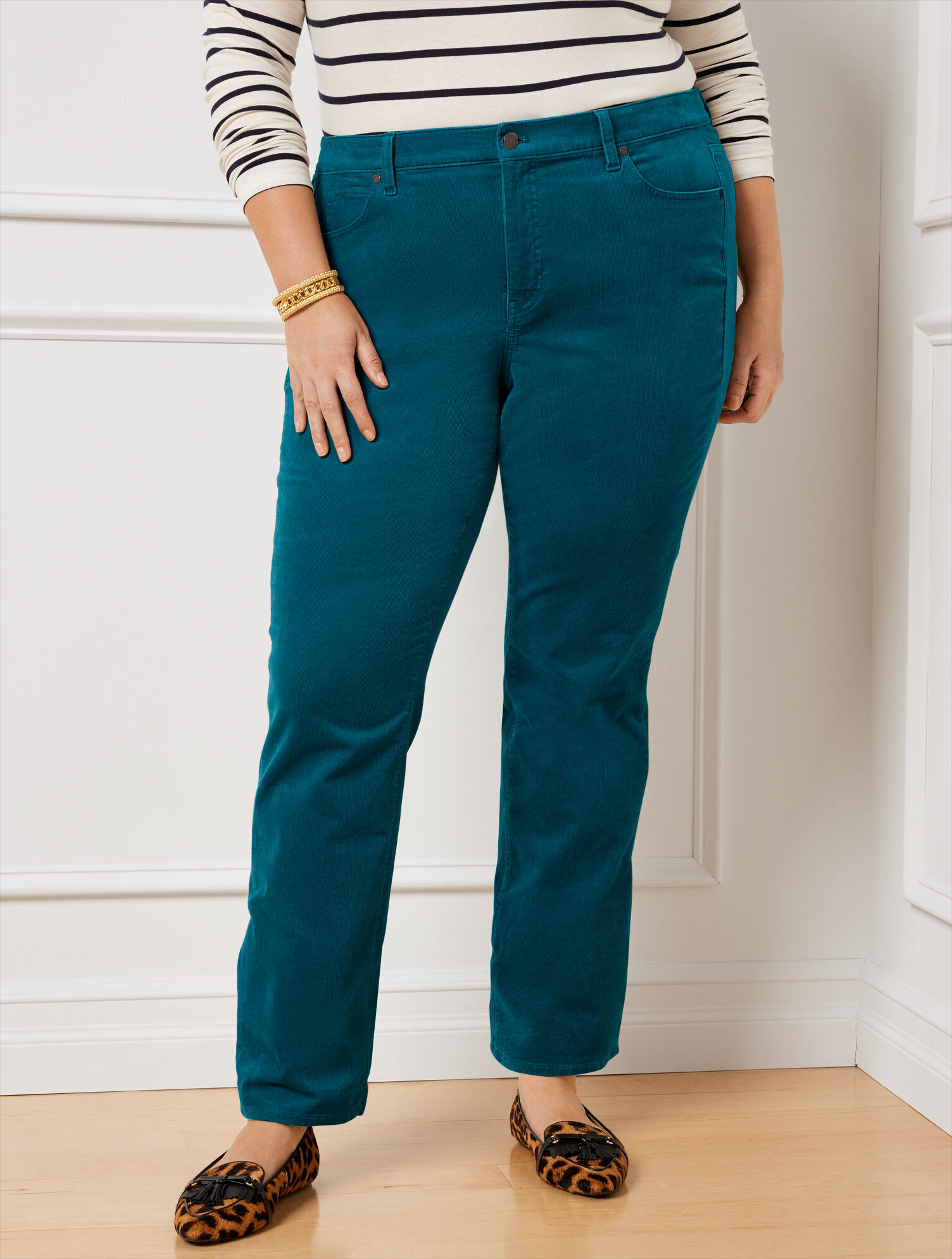 Stretch Corduroy Straight Leg Pants