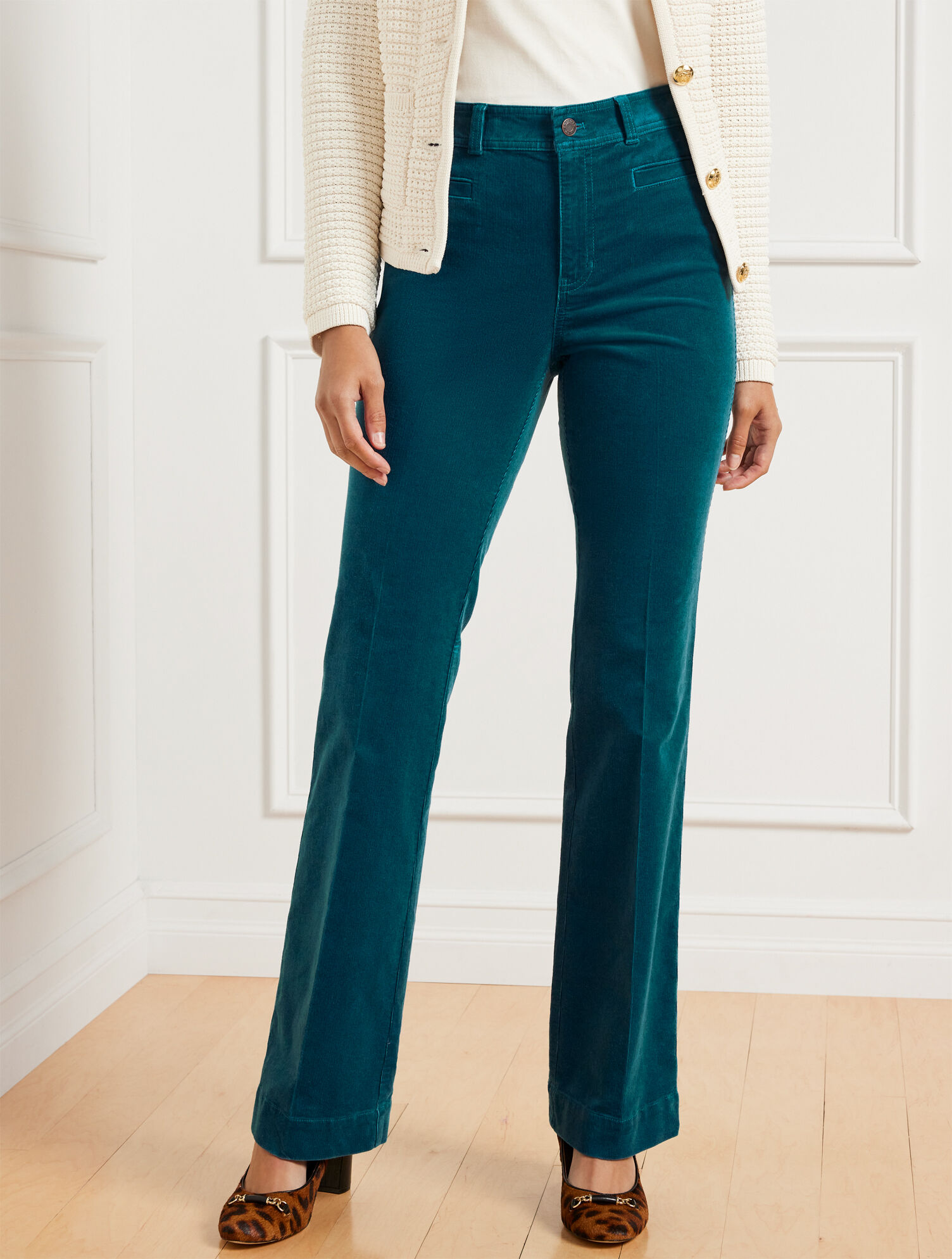Stretch Corduroy Flare Leg Pants