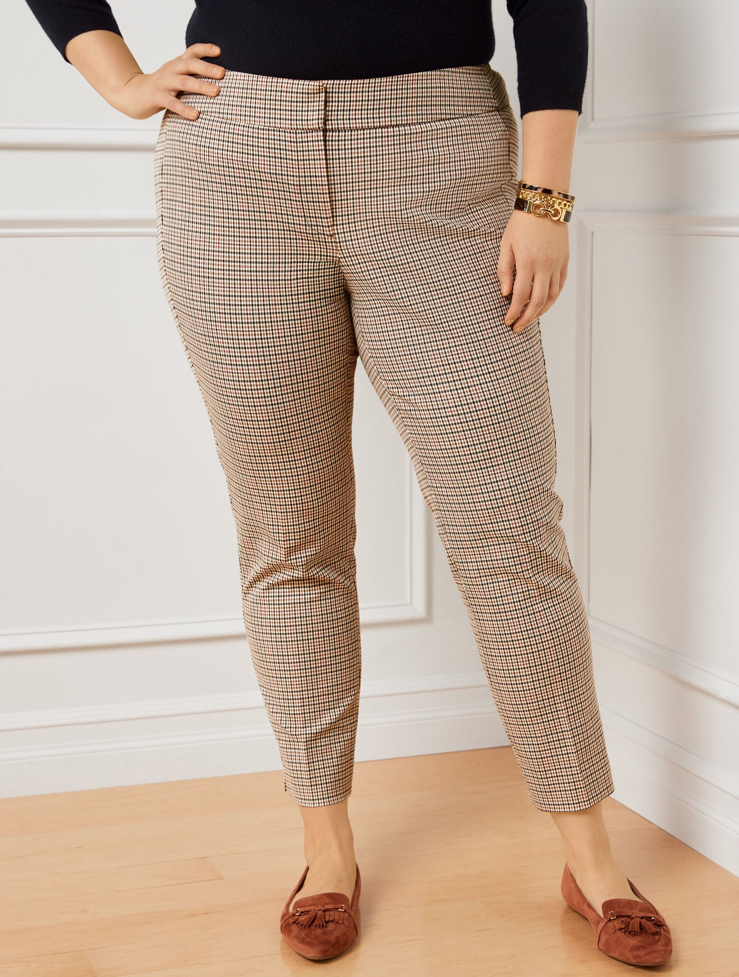 Plus Exclusive Talbots Chatham Ankle Pants - Toasty Check