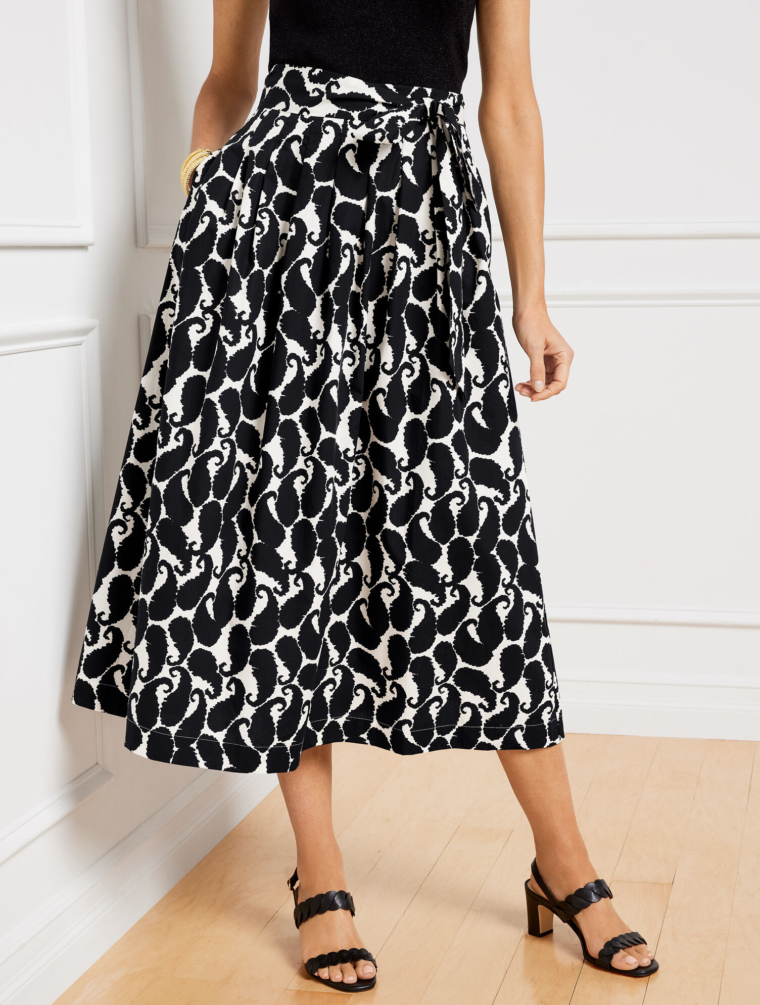 Paisley Shadow Poplin Fit &amp; Flare Skirt