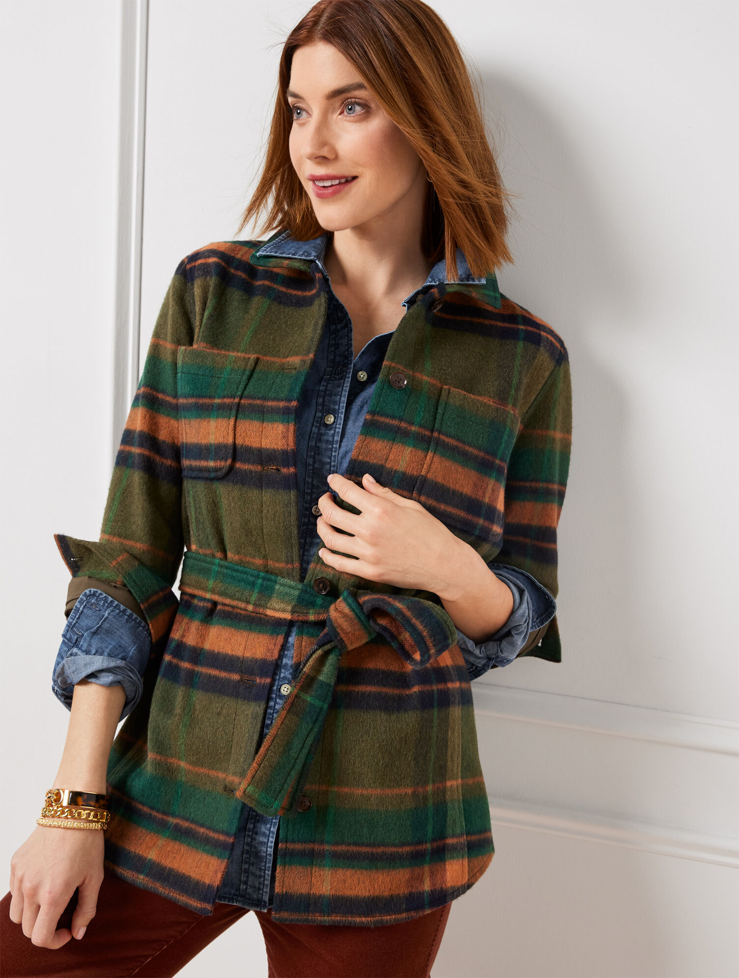 Belted Shirt Jacket - Plaid