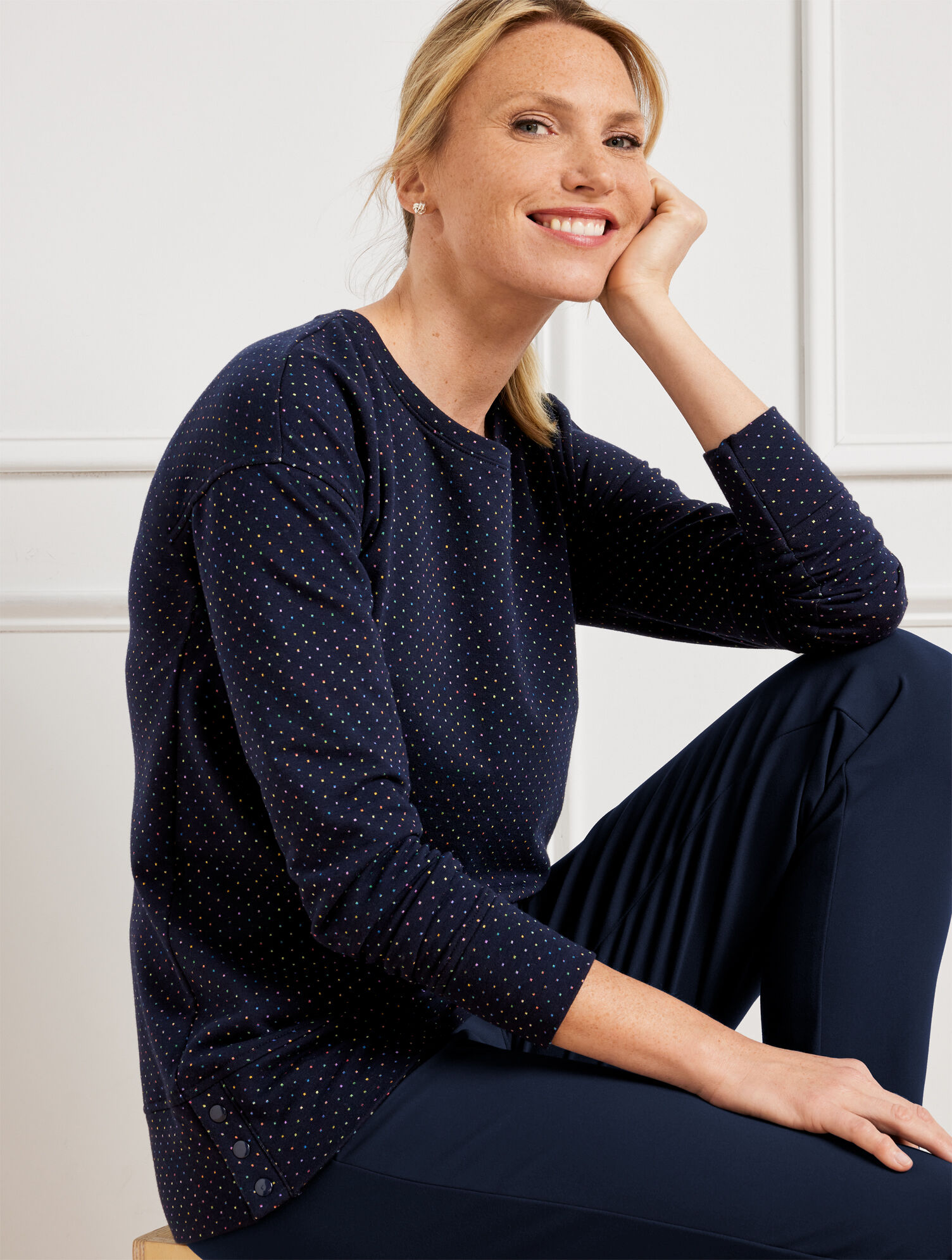 Classic French Terry Pullover - Rainbow Dot