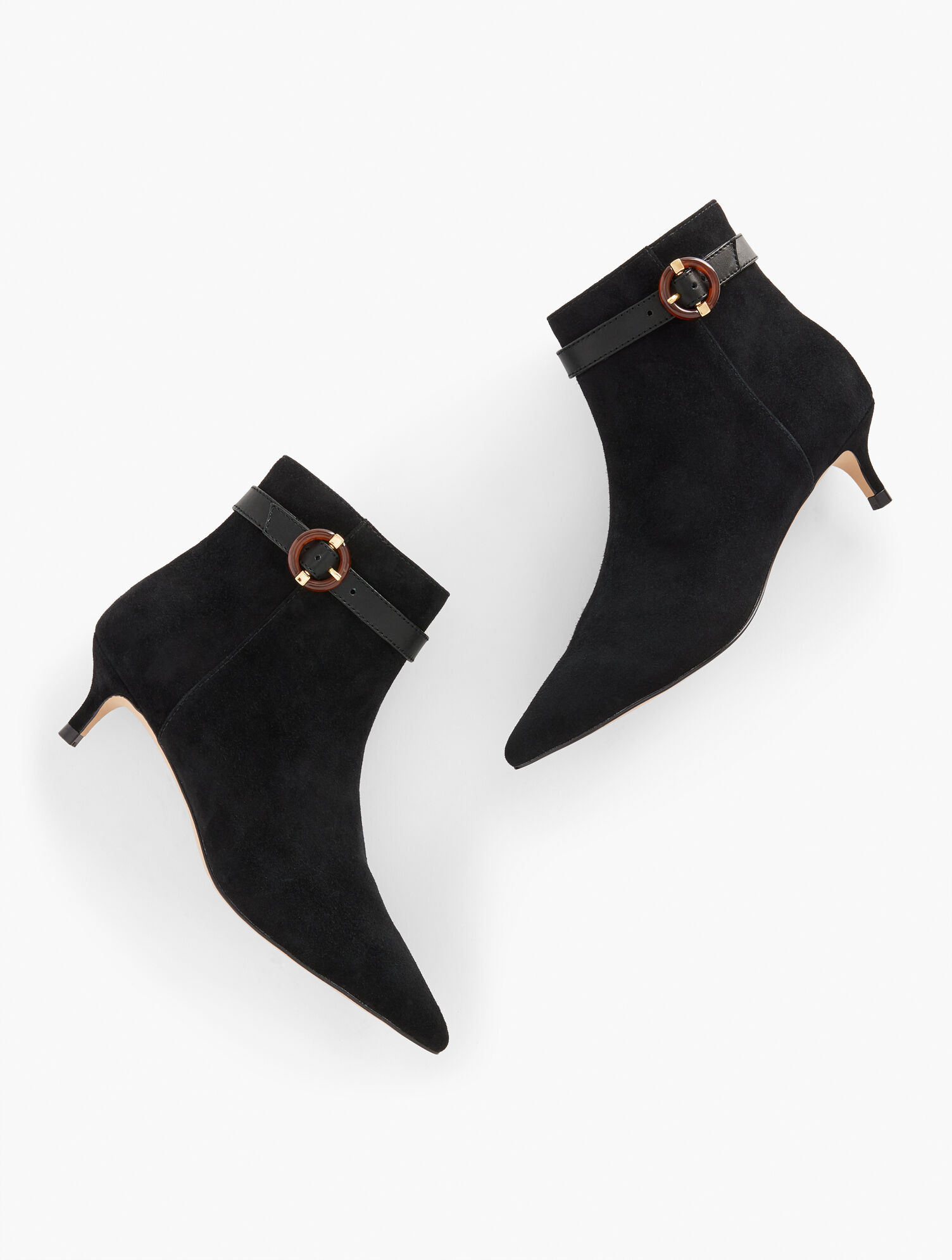 Iona Buckle Kitten Heel Bootie - Suede