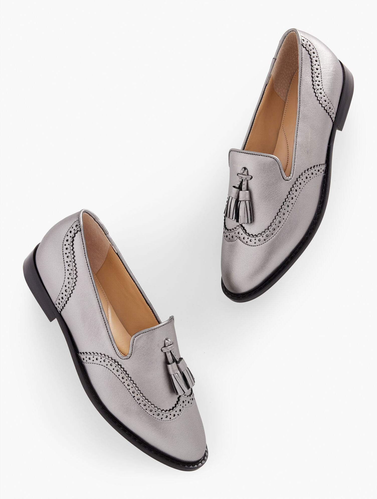 Leighton Brogue Leather Loafers - Metallic