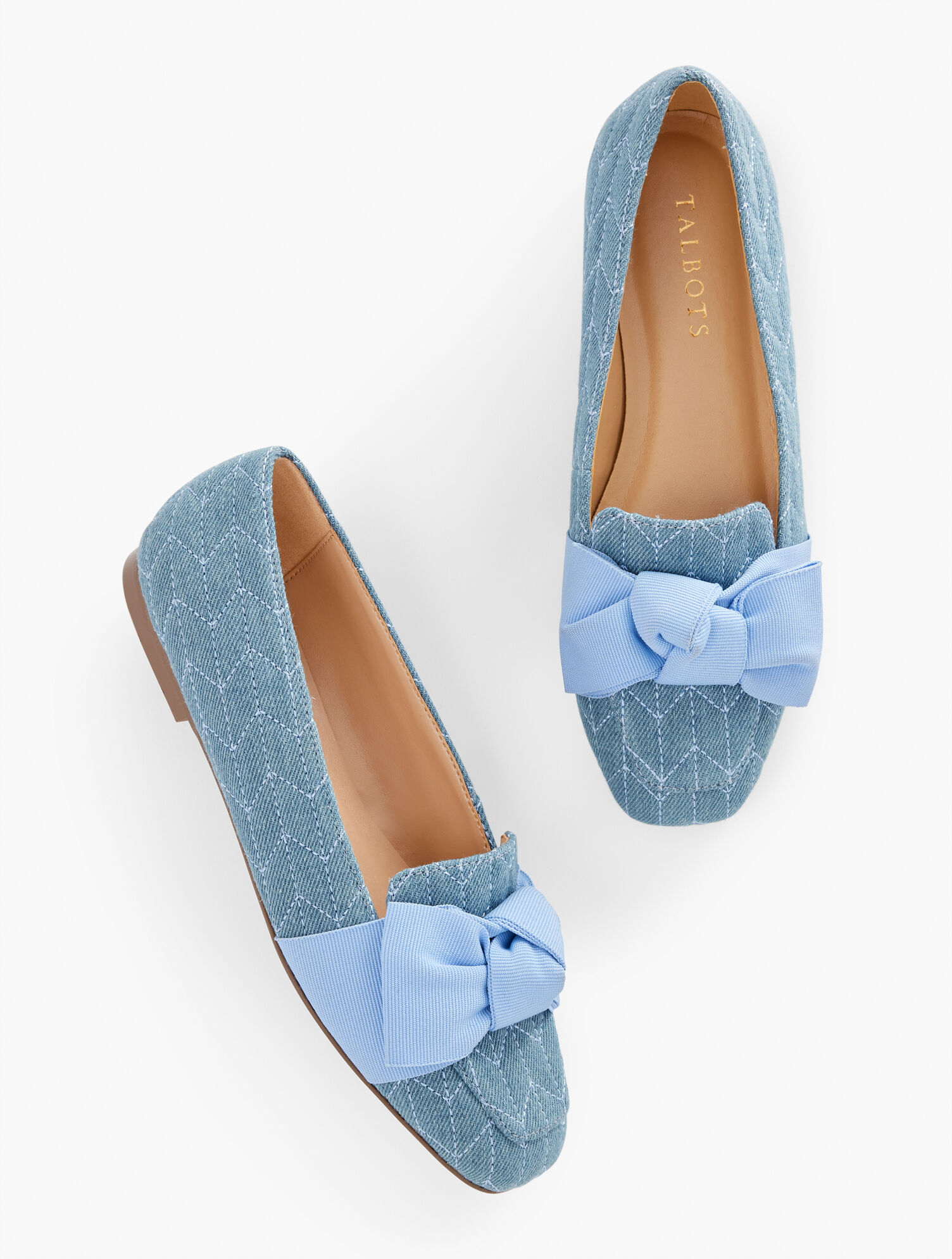 Stella Bow Loafers - Quilted Denim