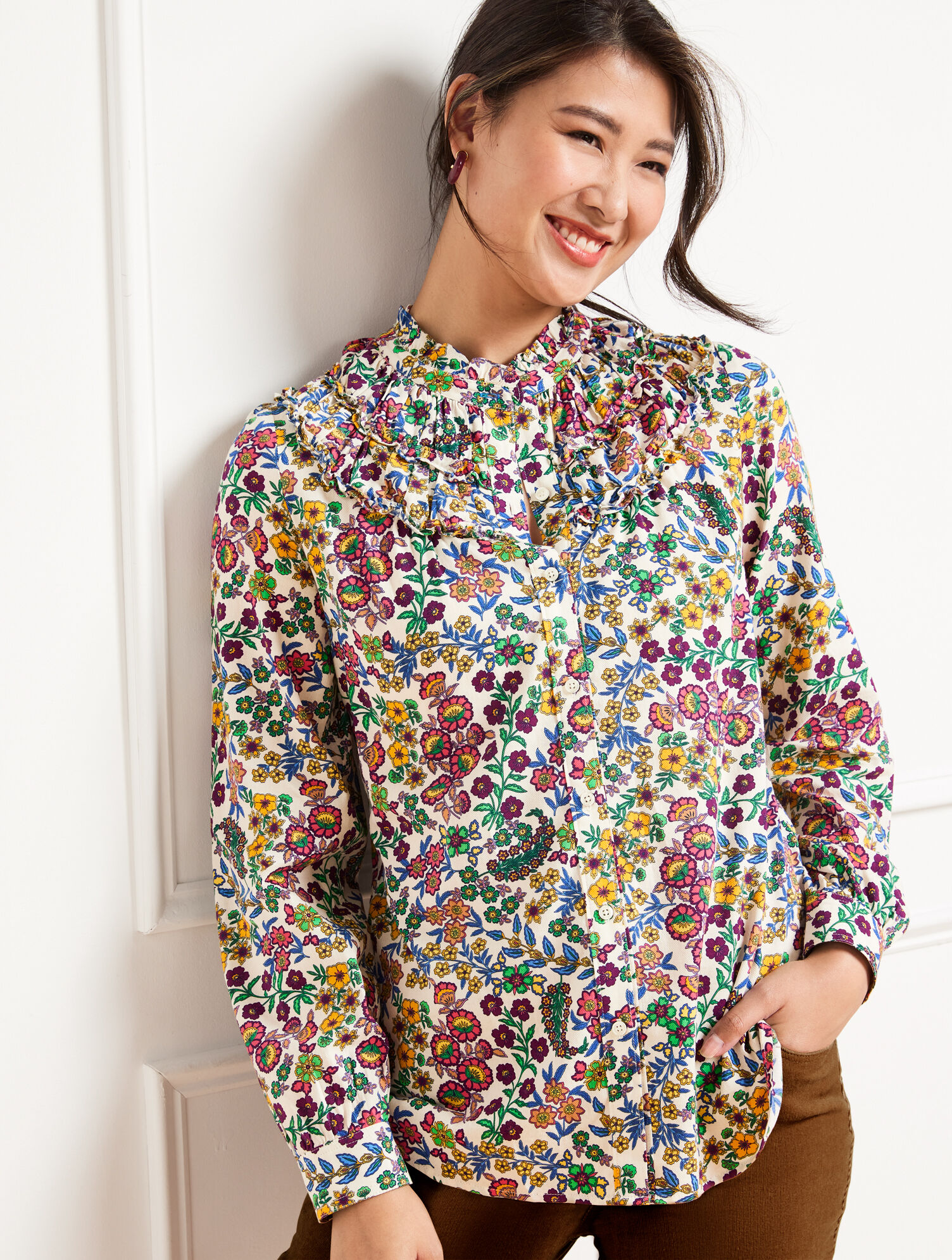 Shirred Neck Top - Blossom Party