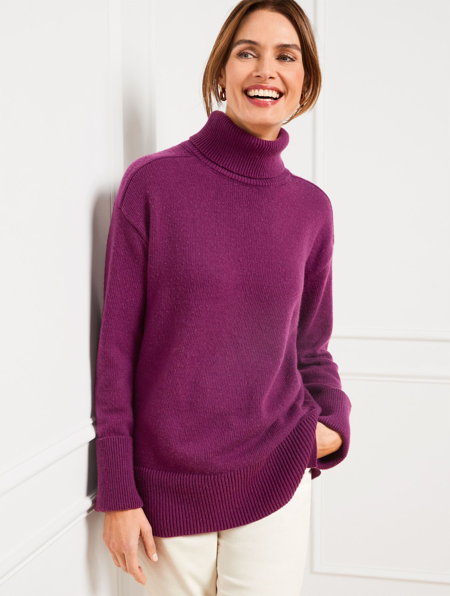 Drop Shoulder Turtleneck Sweater