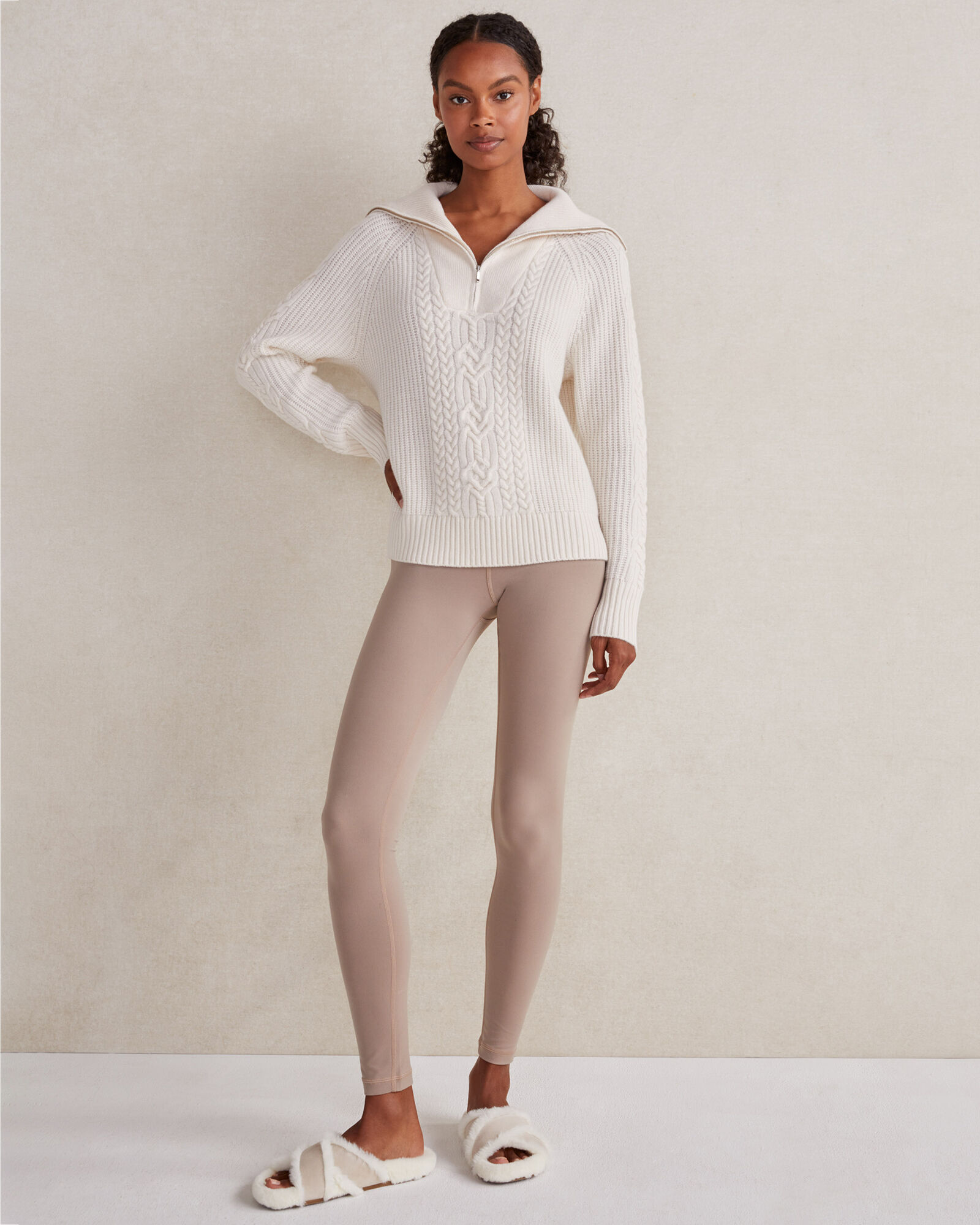 Cashmere Cable Knit Half Zip