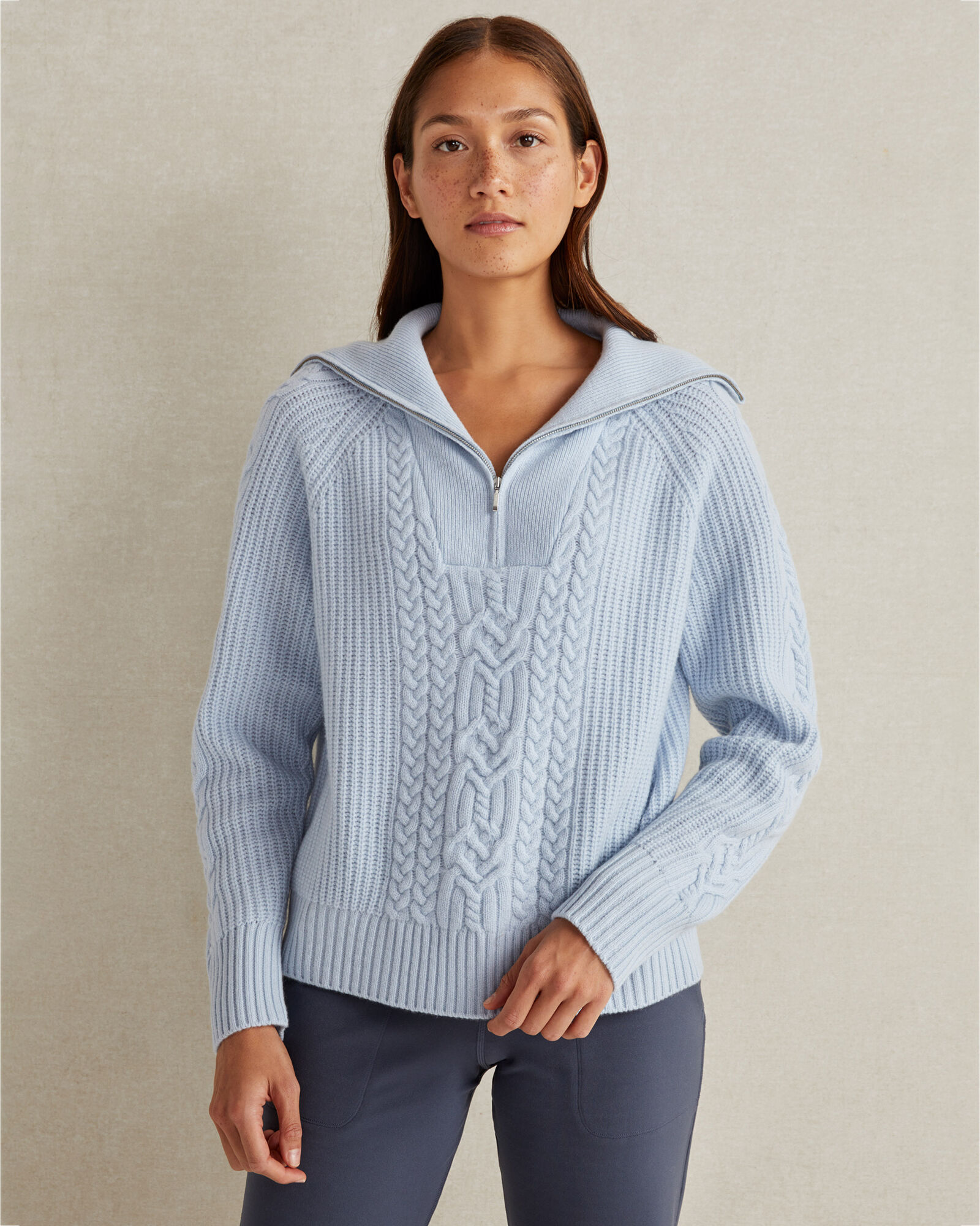 Cashmere Cable Knit Half Zip