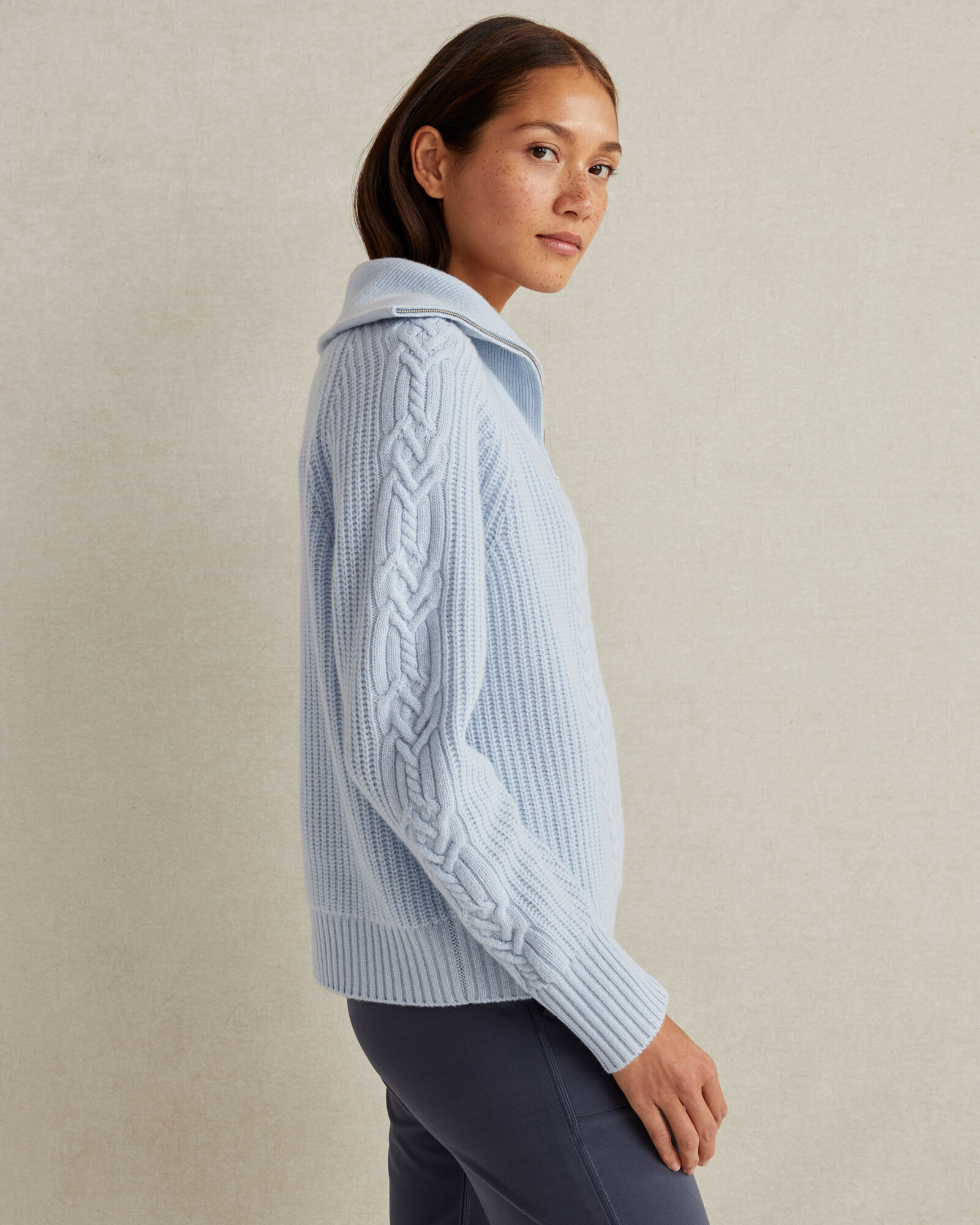 Cashmere Cable Knit Half Zip
