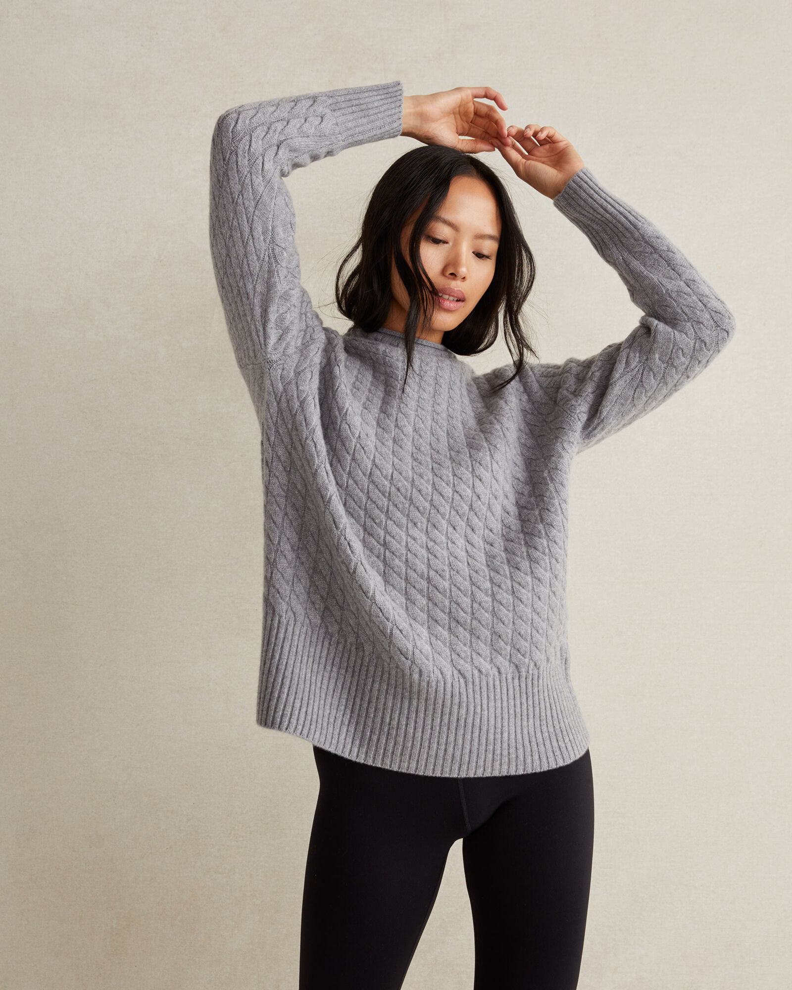 Cashmere Radiating Cable Knit Sweater