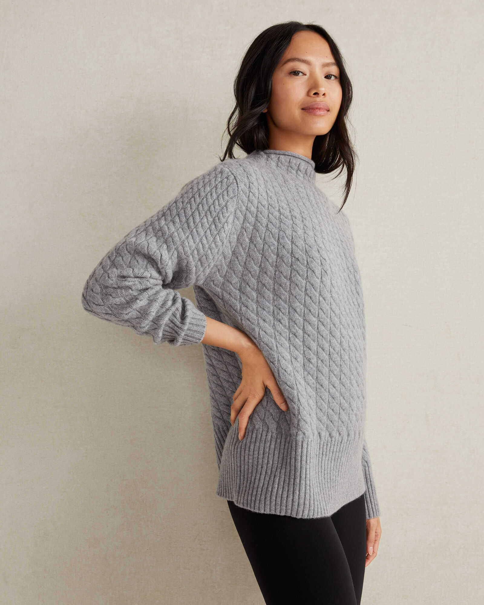 Cashmere Radiating Cable Knit Sweater