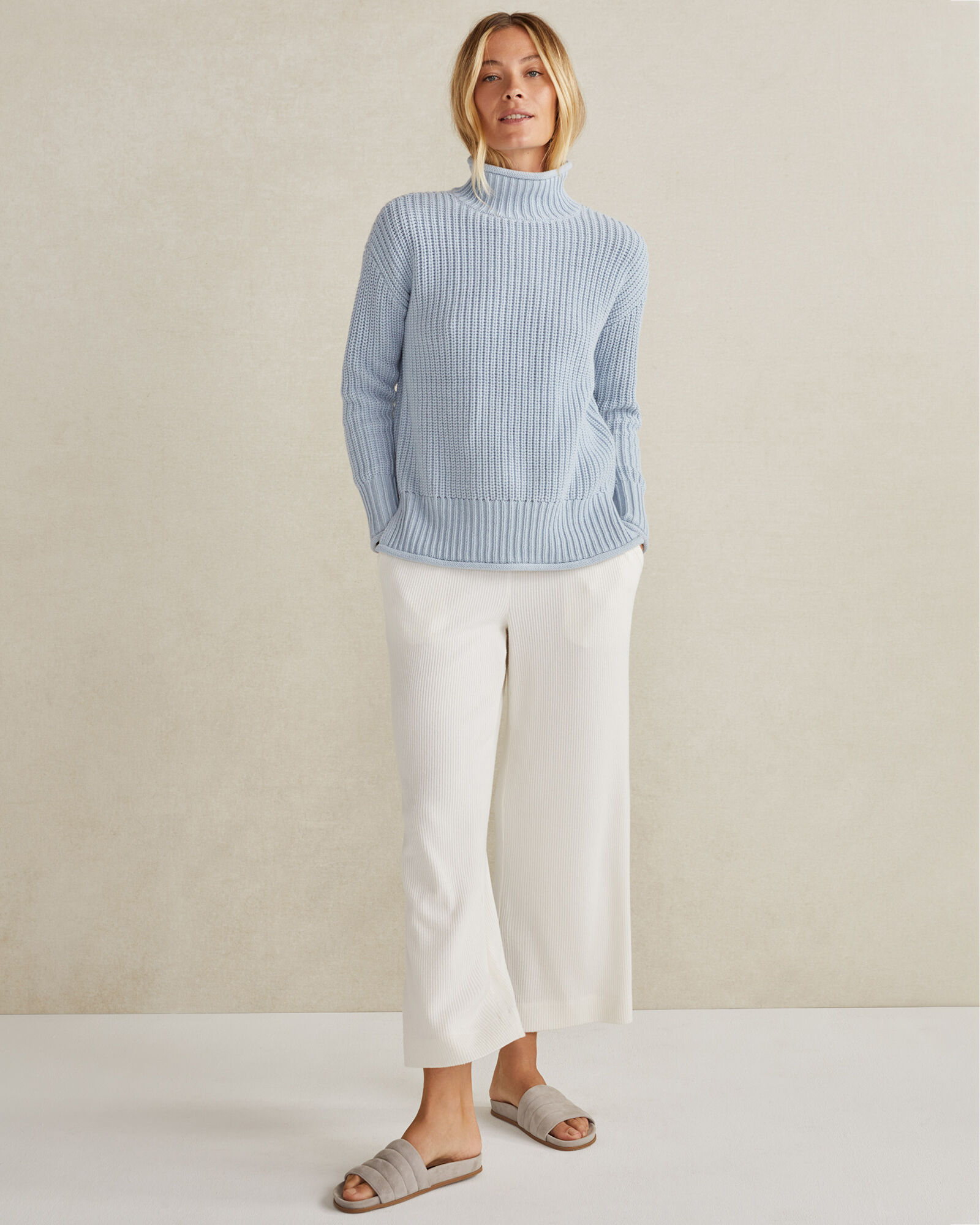 Roll Neck Shaker Stitch Sweater