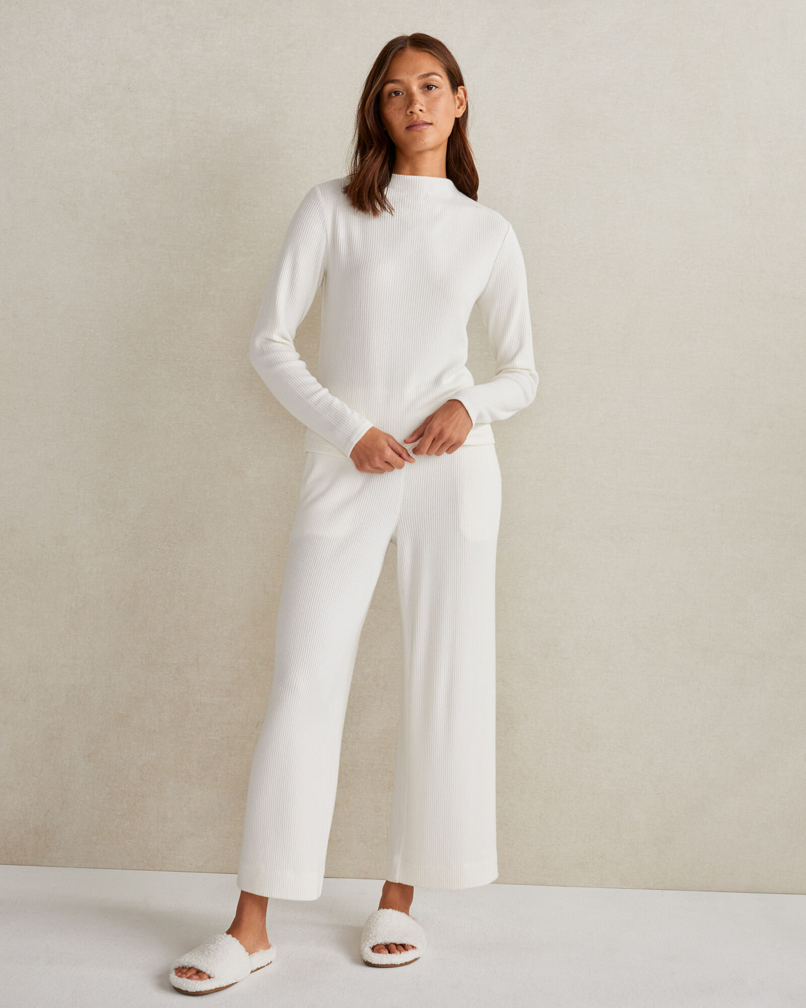 Brushed Rib Knit Mockneck Top