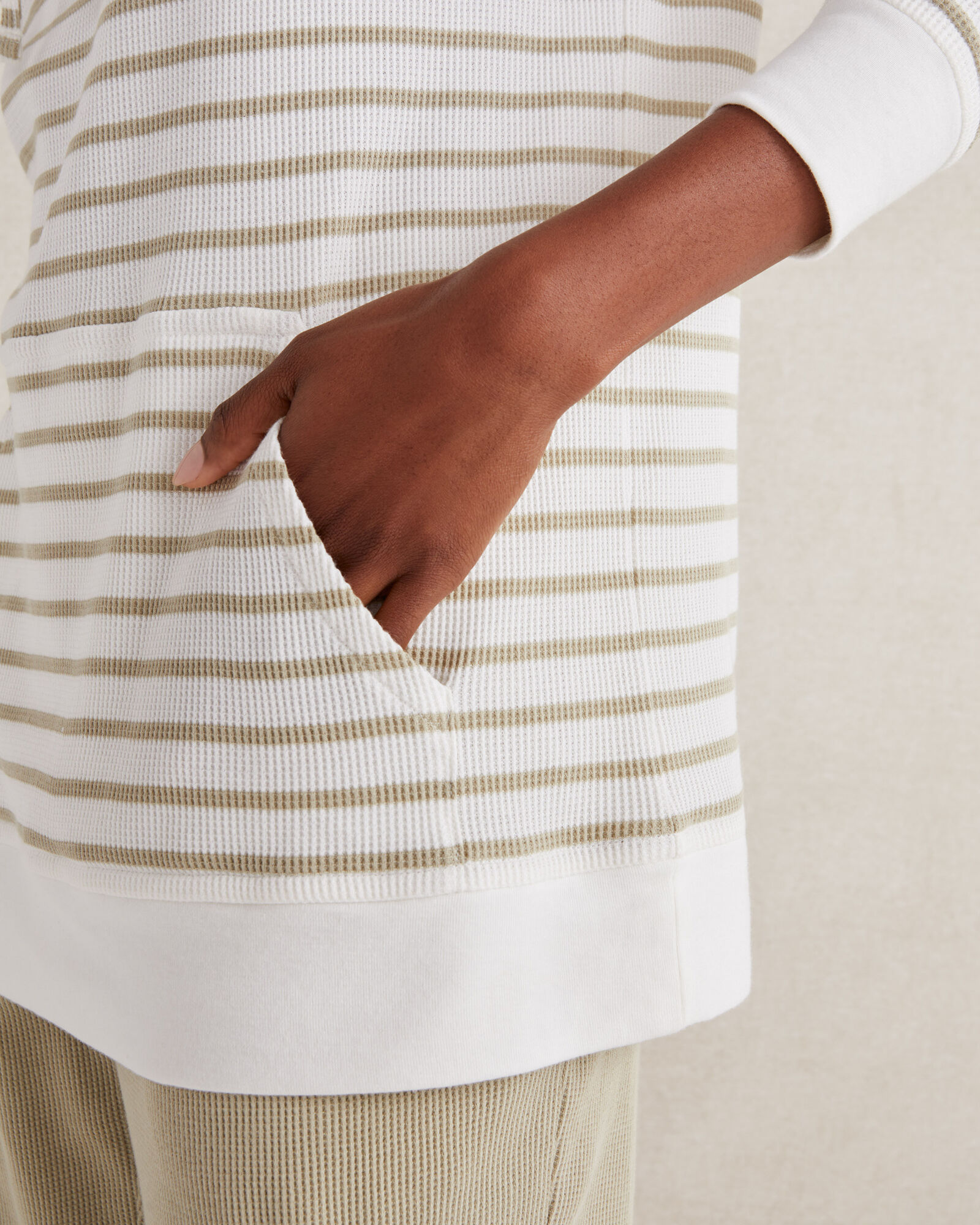 Organic Cotton Waffle Funnel Neck Pullover