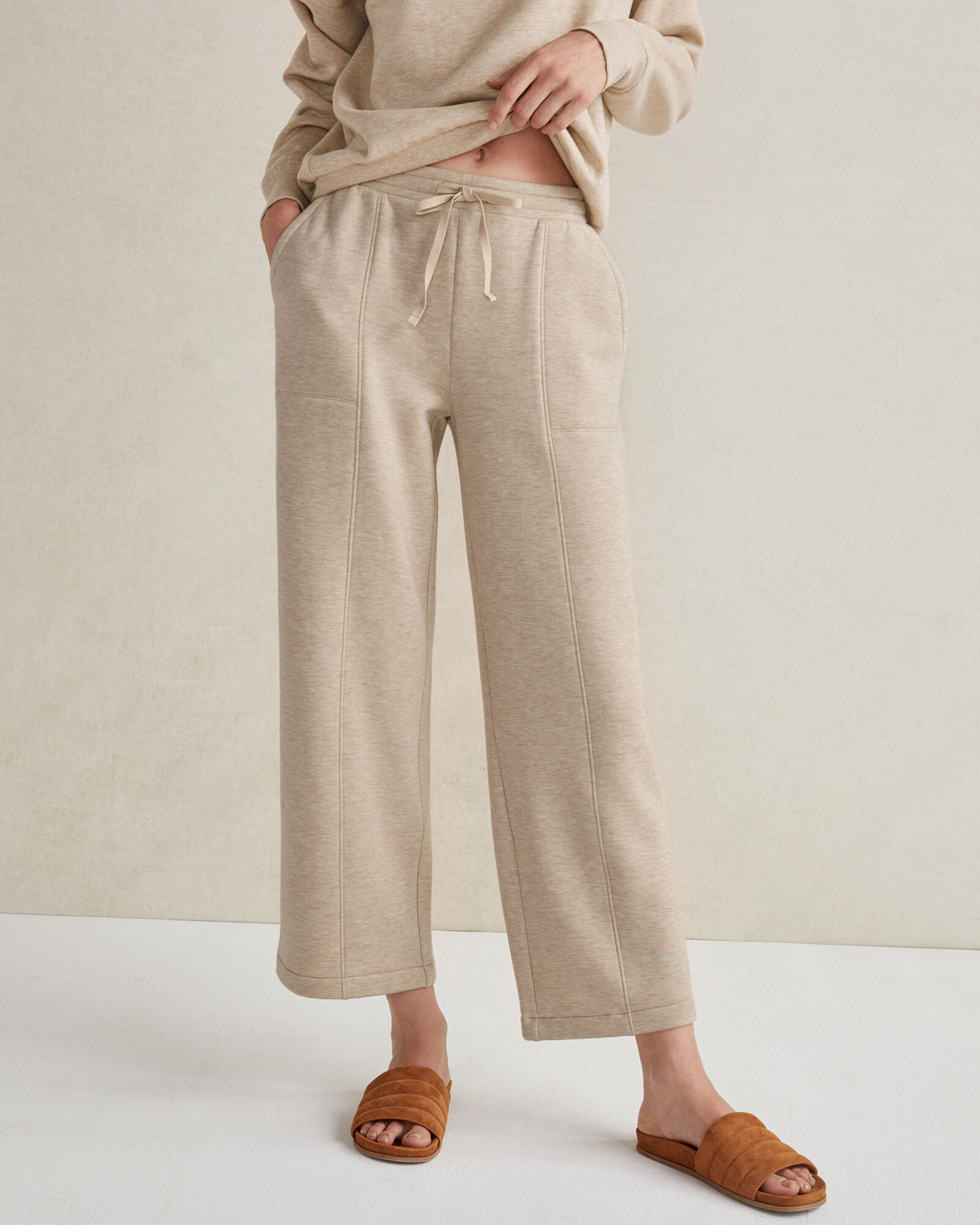 Fleece Wide Leg Cropped Pants
