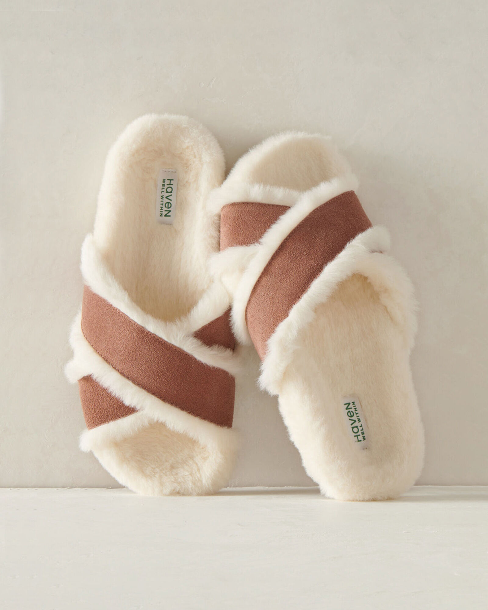 Faux Fur Criss-Cross Structured Slides