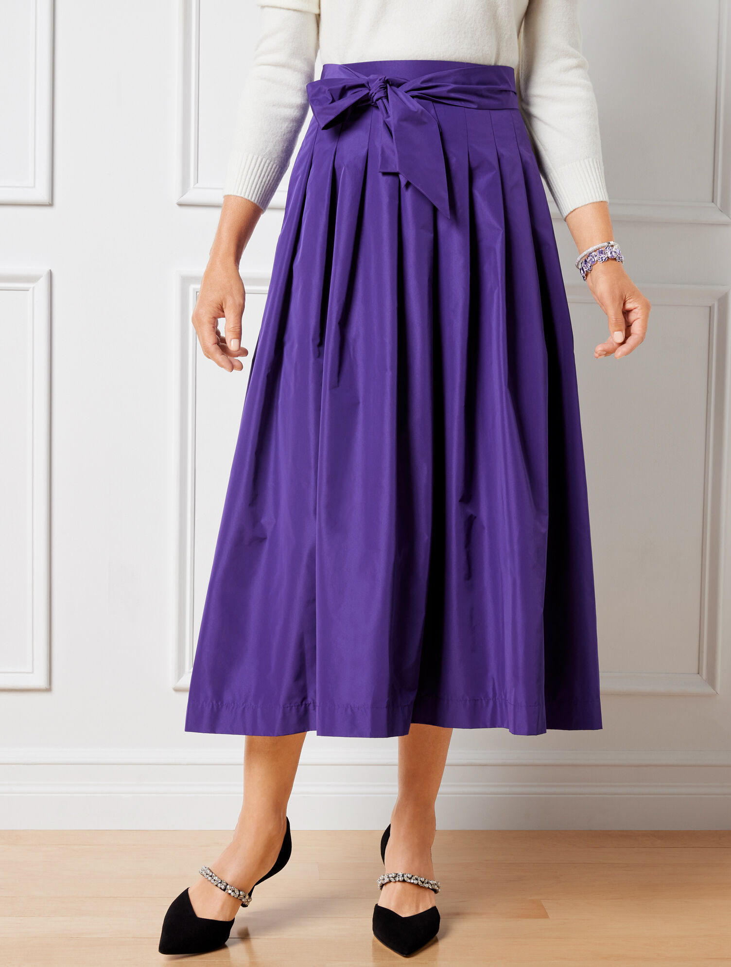 Taffeta Fit &amp; Flare Skirt