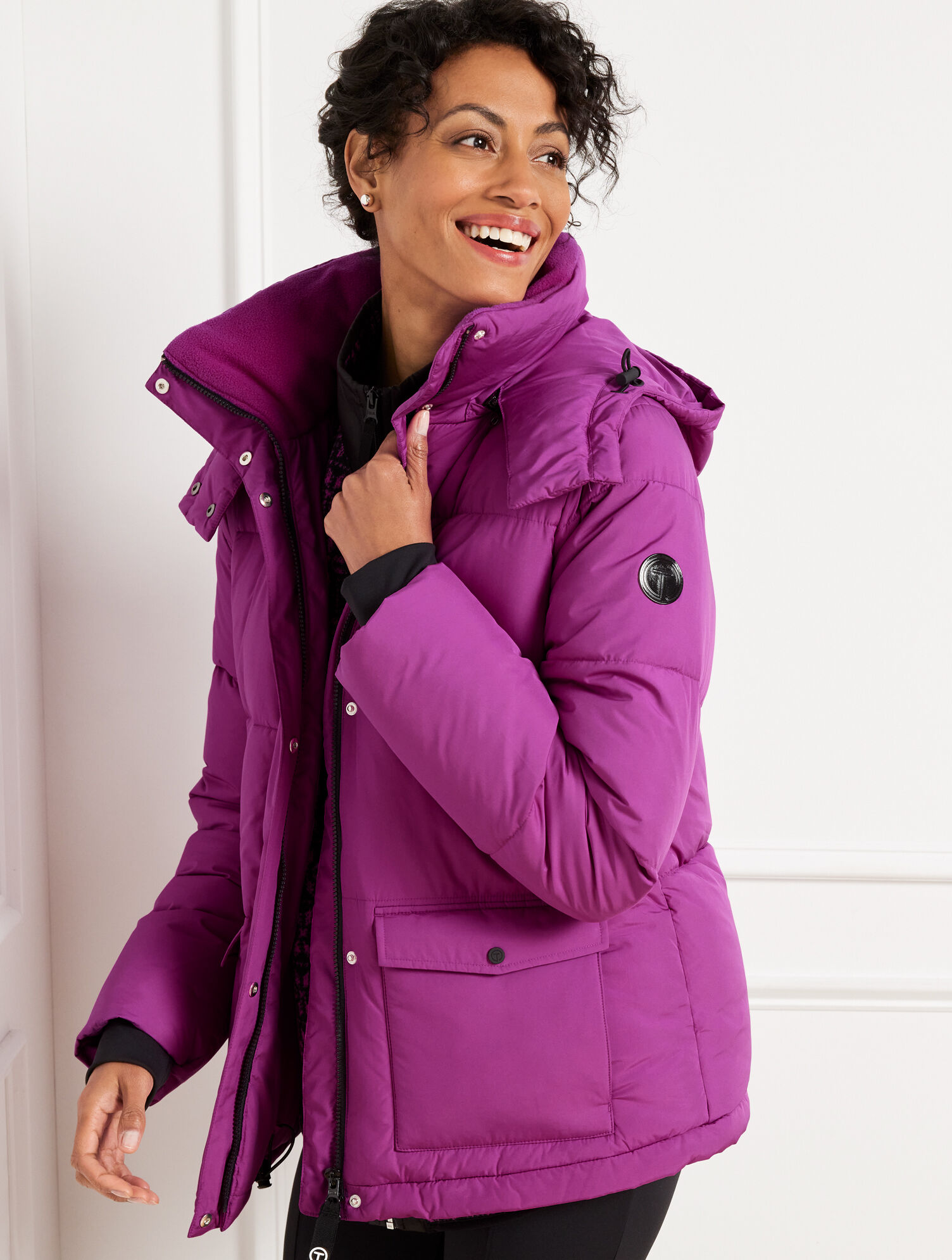 Fleece-Lined Hooded Quilted Puffer Coat