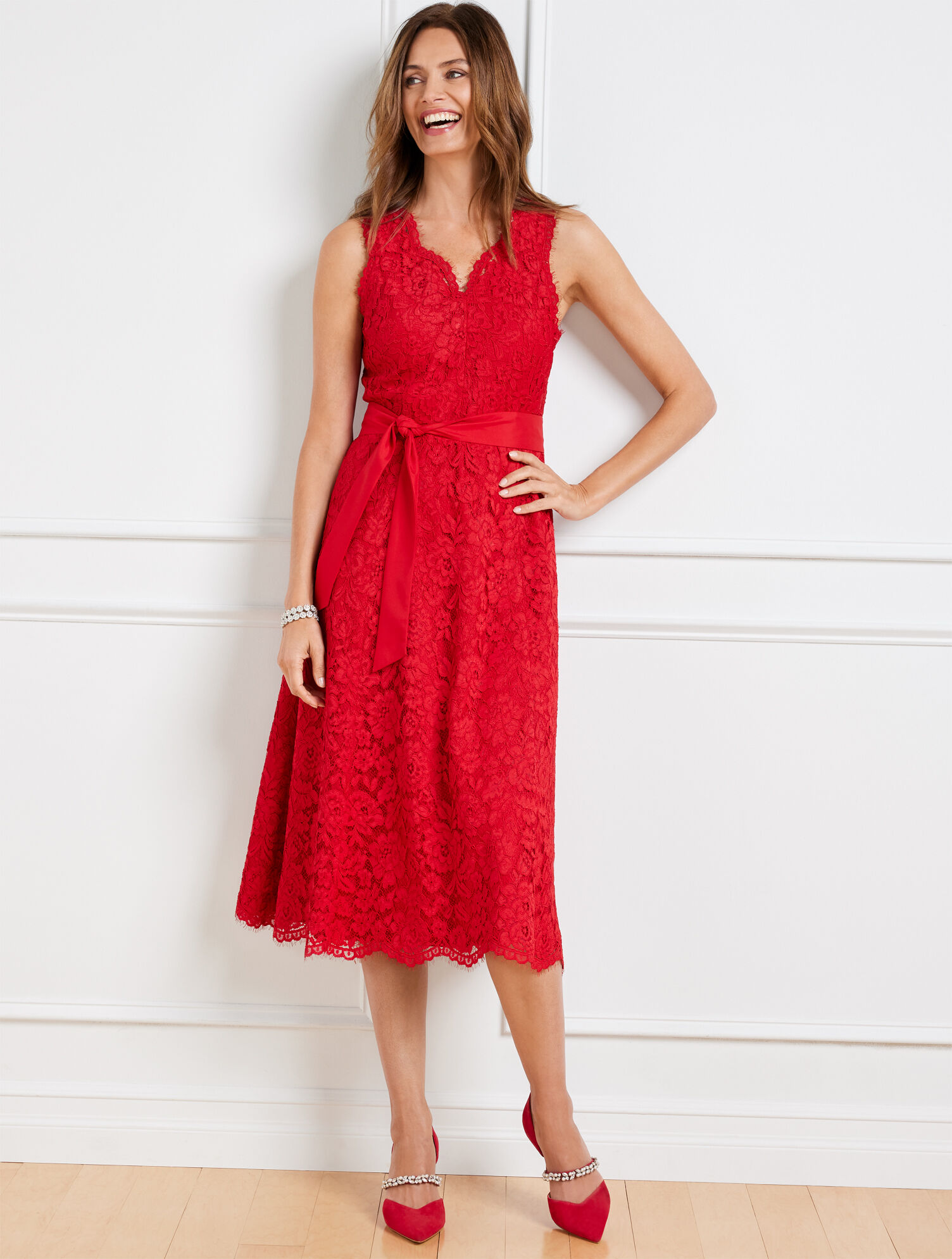 Lace Sleeveless Fit &amp; Flare Dress