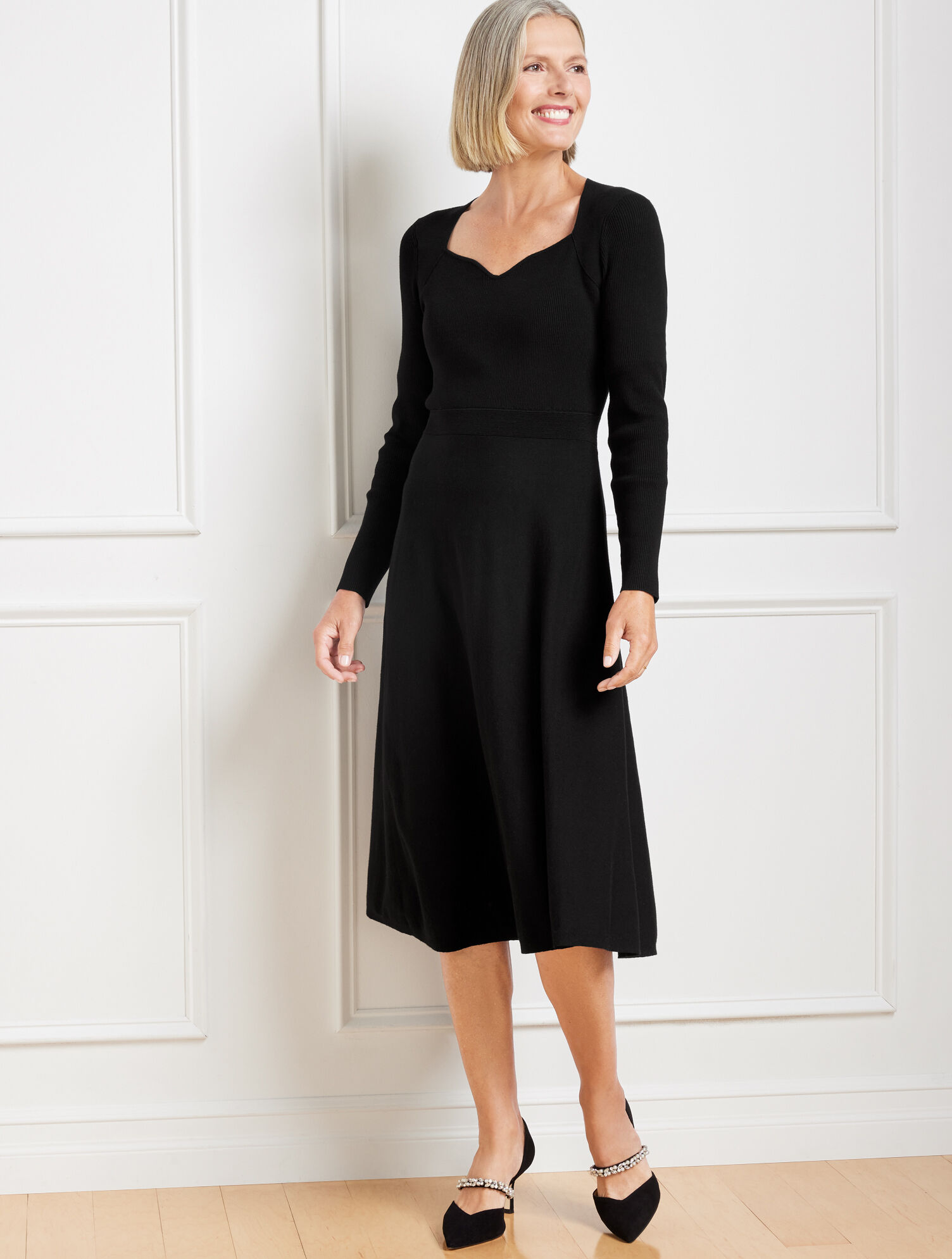 Sweetheart Fit &amp; Flare Sweater Dress
