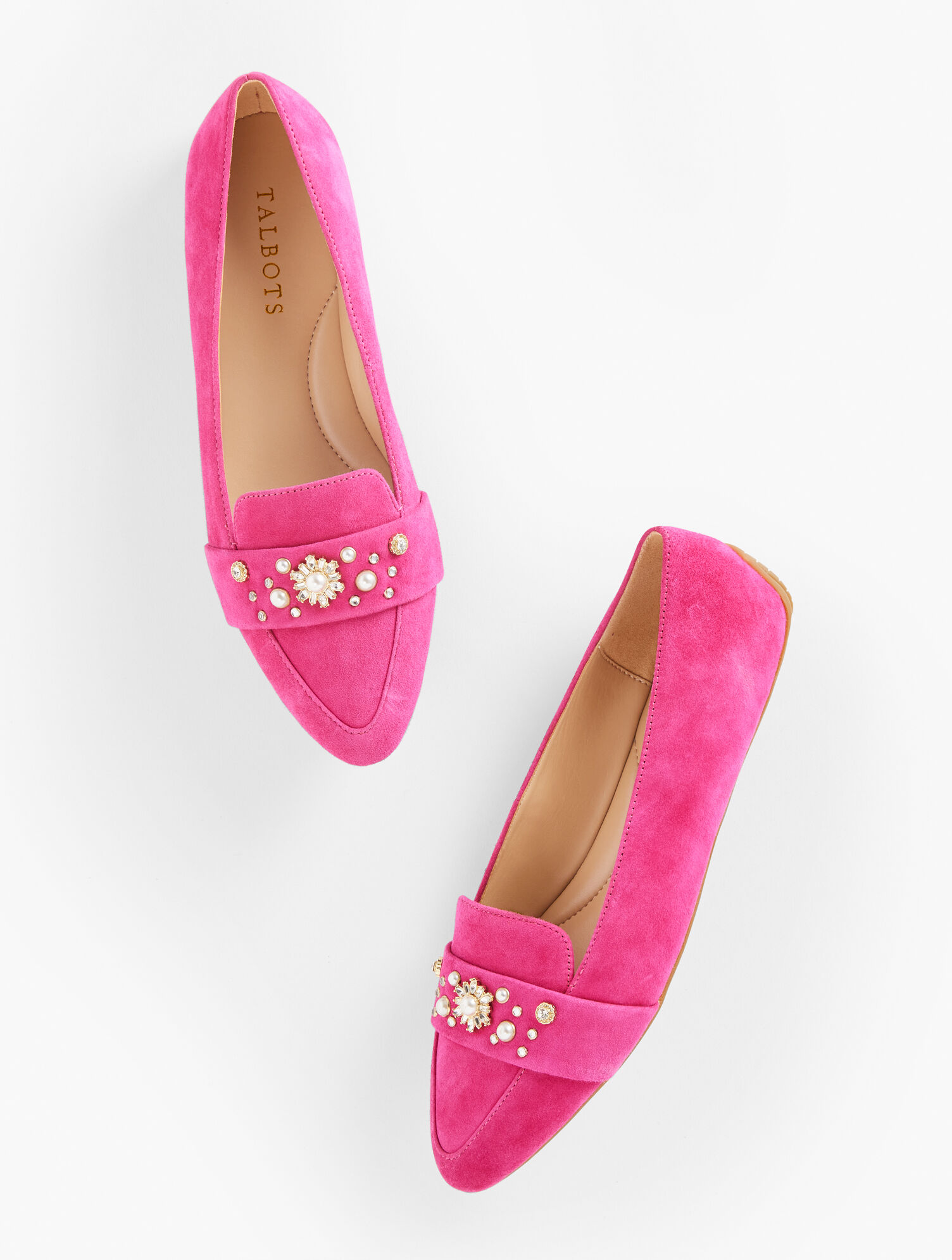 Francesca Rhinestone Driving Flats - Suede