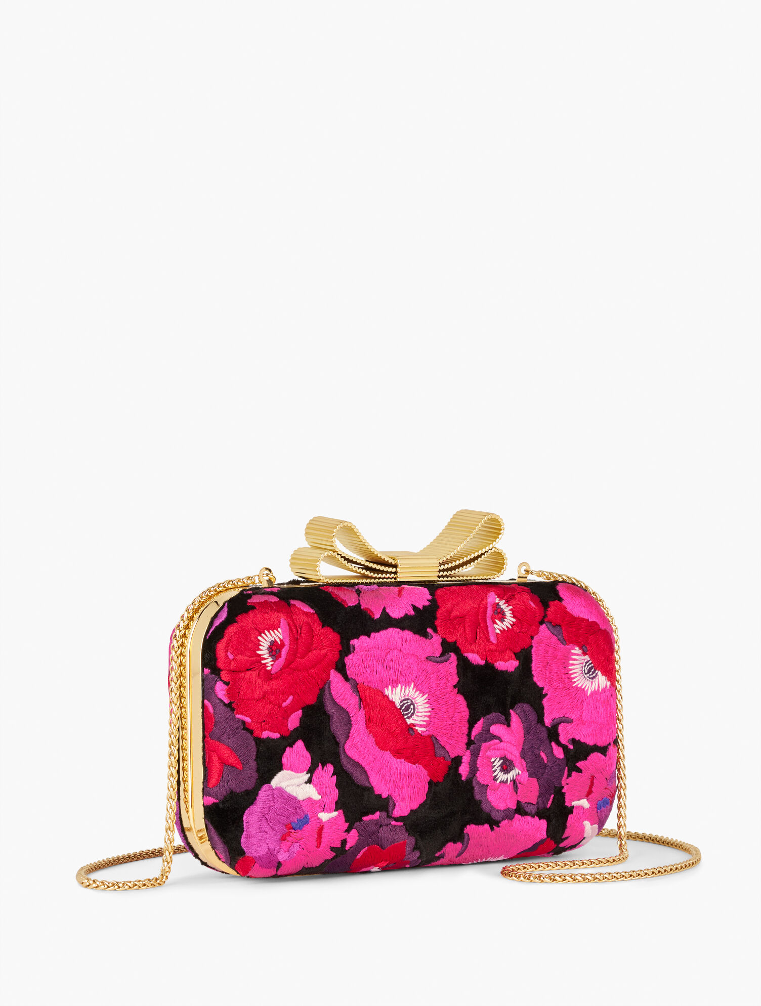 Floral Embroidered Velvet Minaudi&egrave;re
