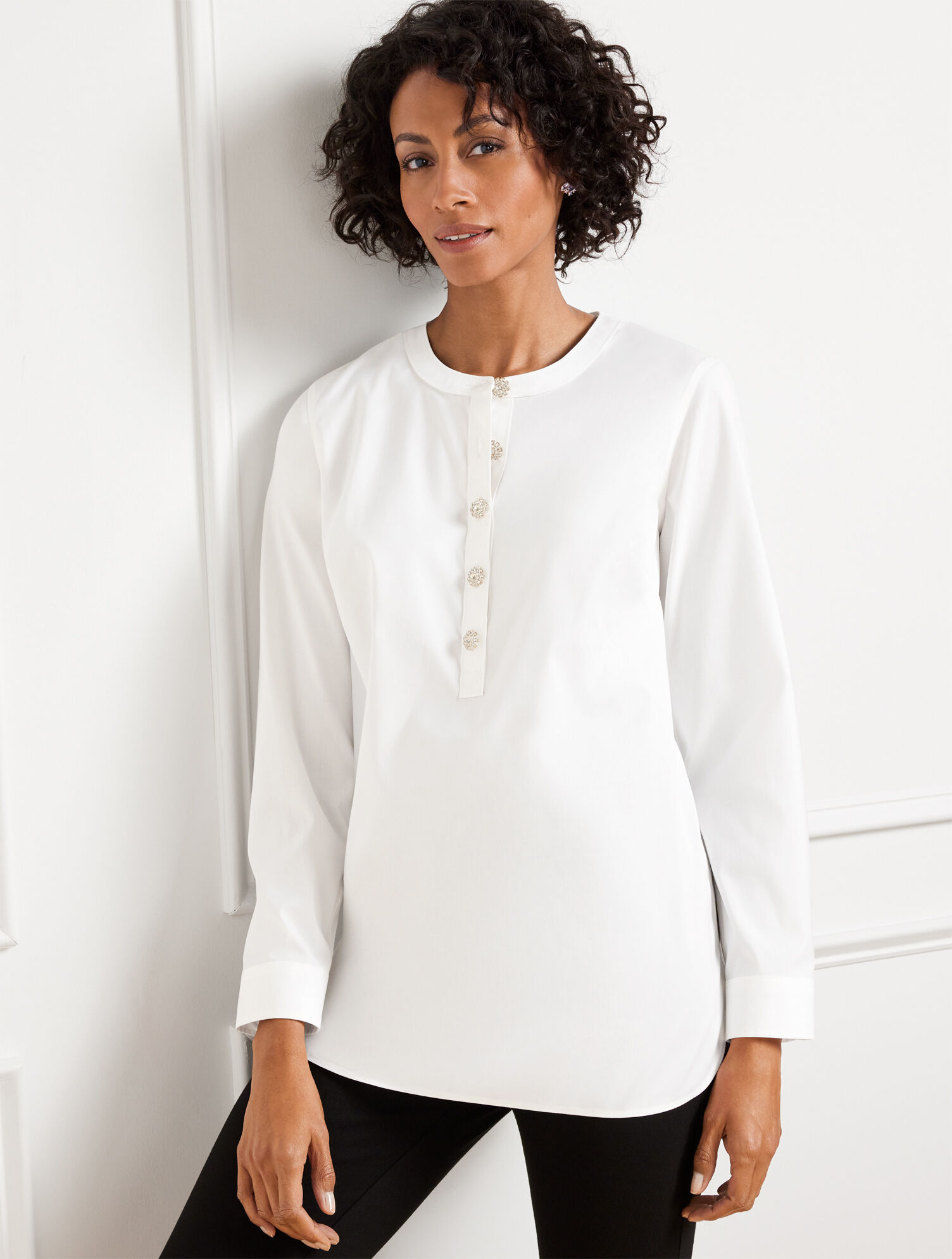 Non-Iron Band Collar Tunic