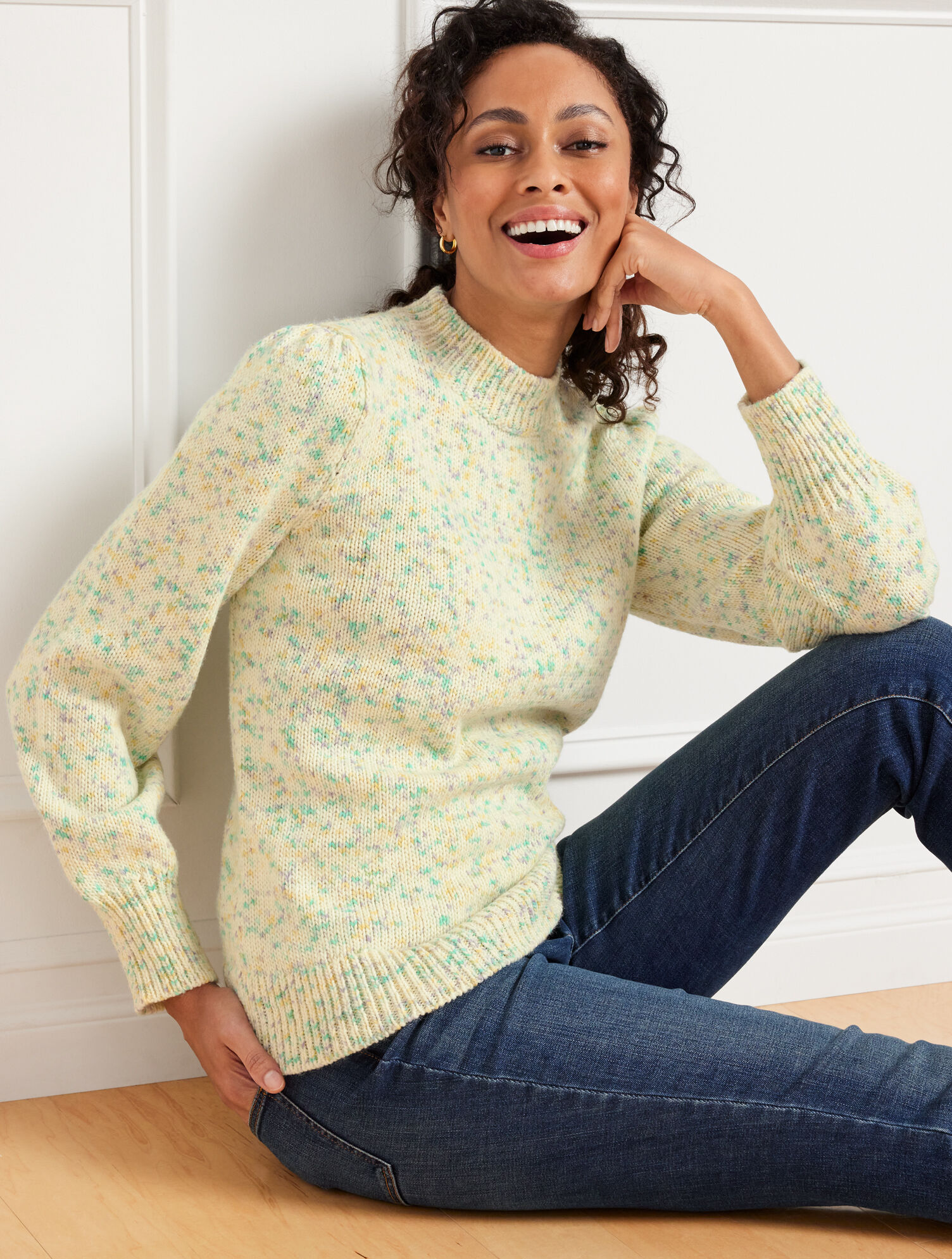 Speckled Mockneck Pullover