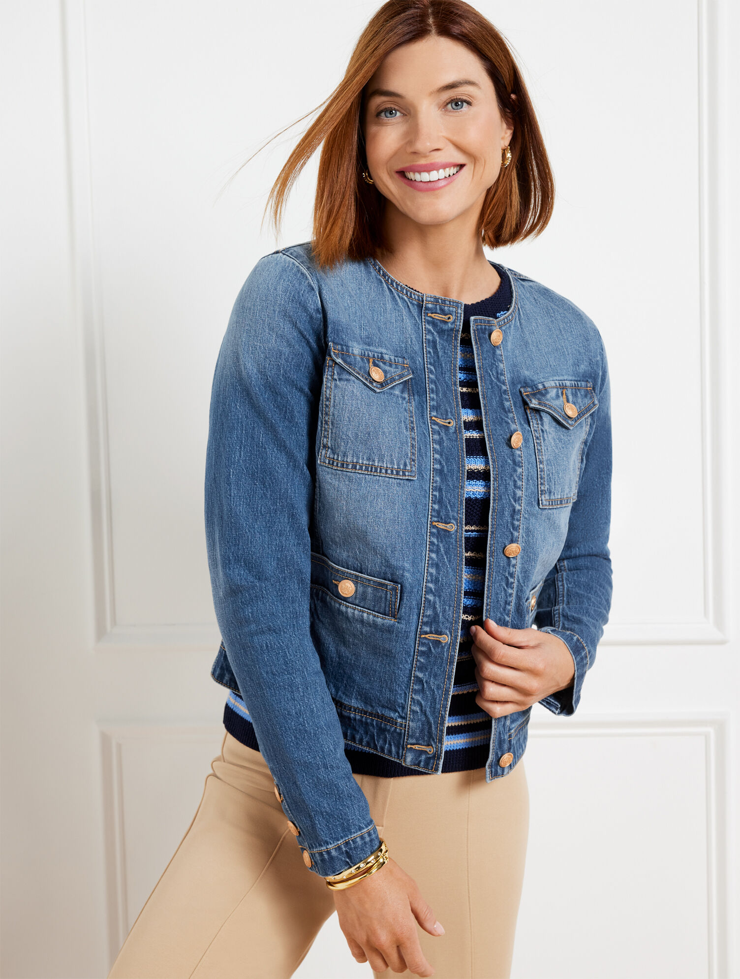 Collarless Jean Jacket - Sienna Wash