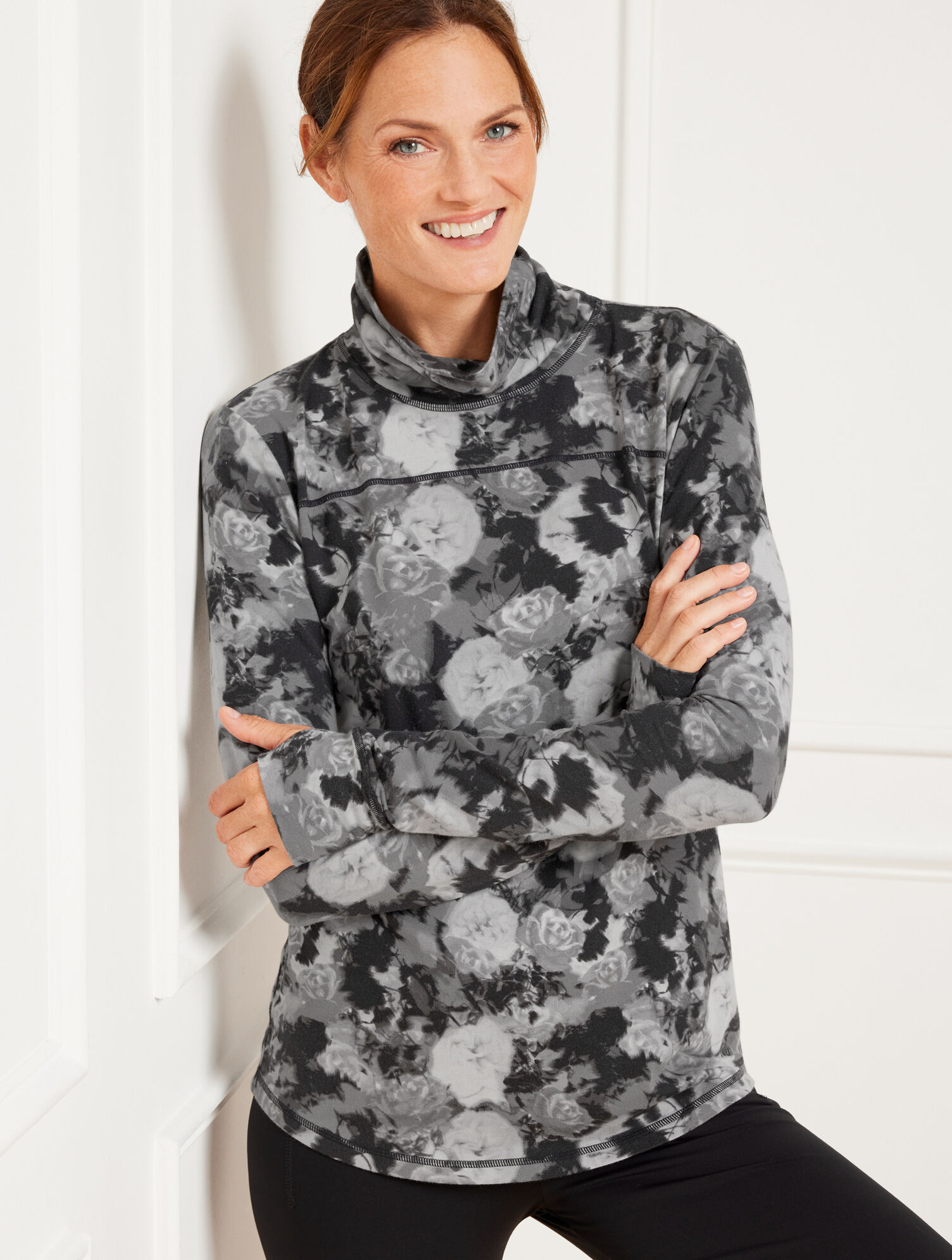 Supersoft Jersey Turtleneck Tee - Floral Haze