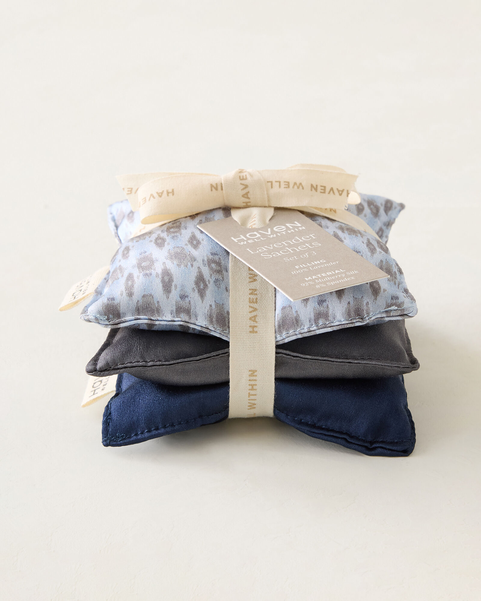 Silk Lavender Sachets, Blue, Set of 3