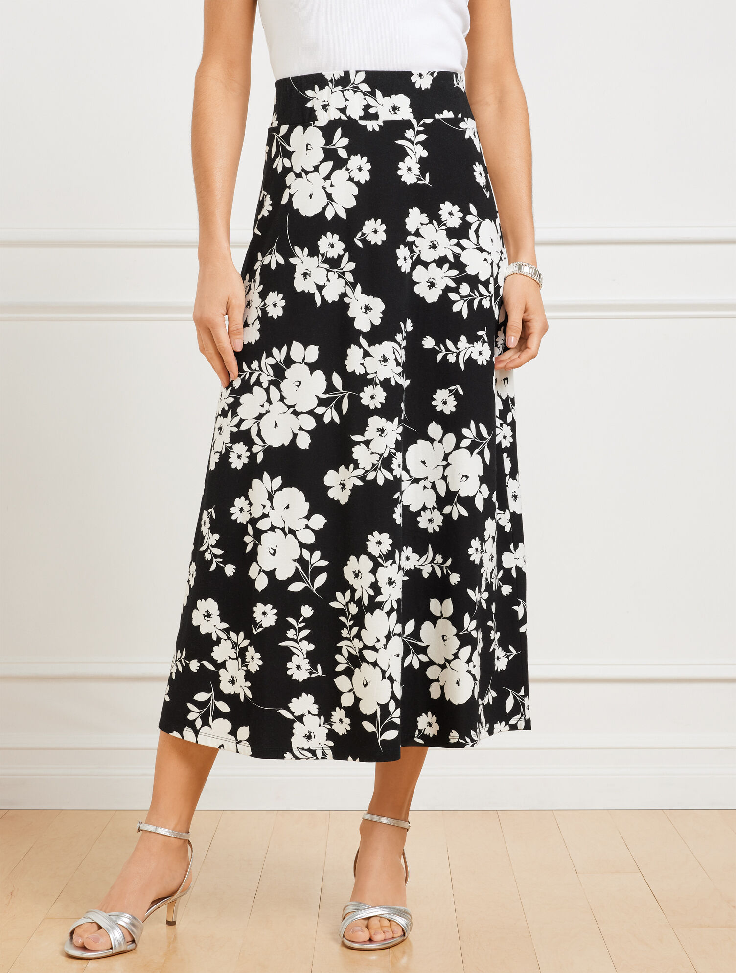 Jersey Midi Skirt - Shadow Petals