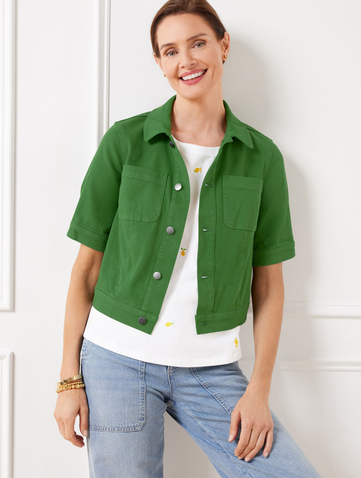 Short Sleeve Jean Jacket - Colors