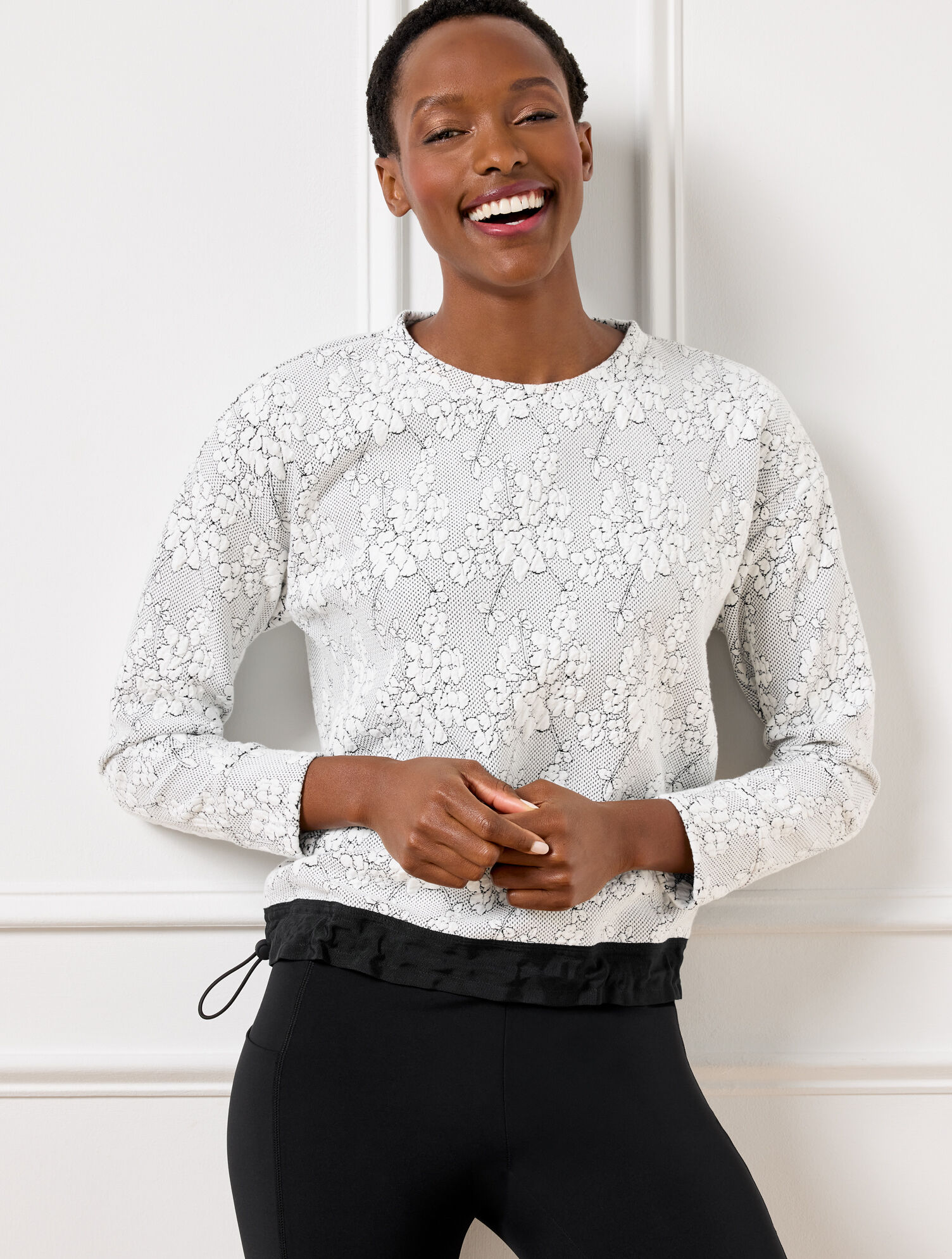 Jacquard Crewneck Pullover - Cherry Blossom