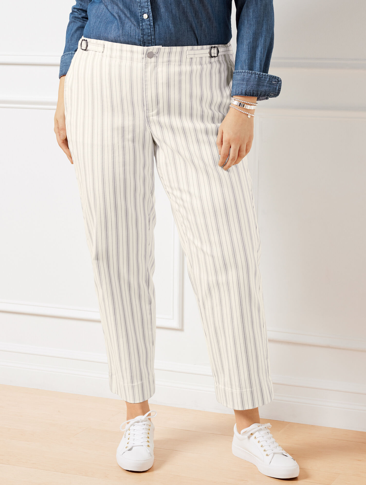Straight Ankle Jeans - Hillside Stripe
